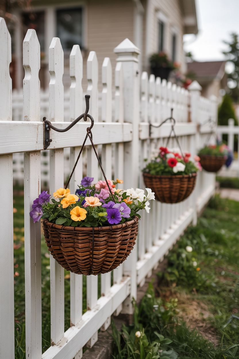 Stunning Hanging Planters On Fence Photos