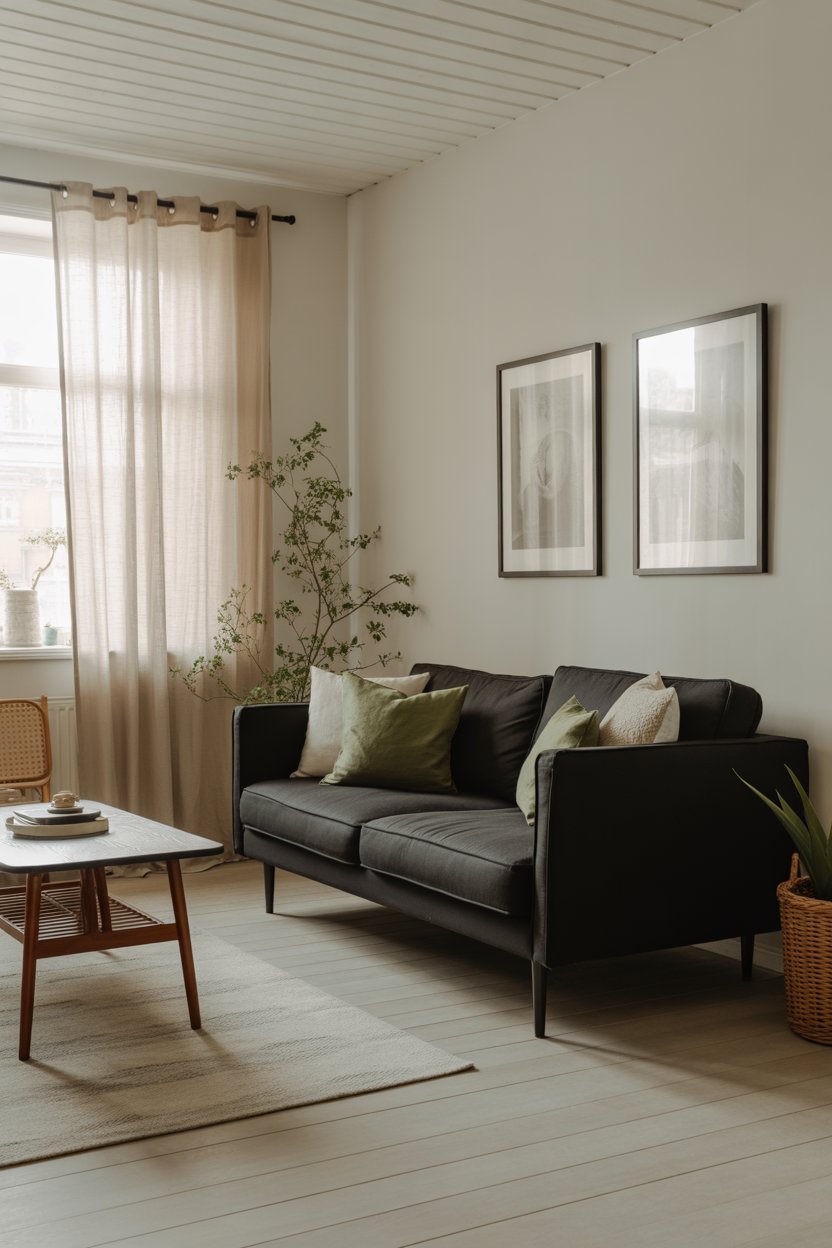 44 black sofa ideas for modern cozy living room decor with color ...