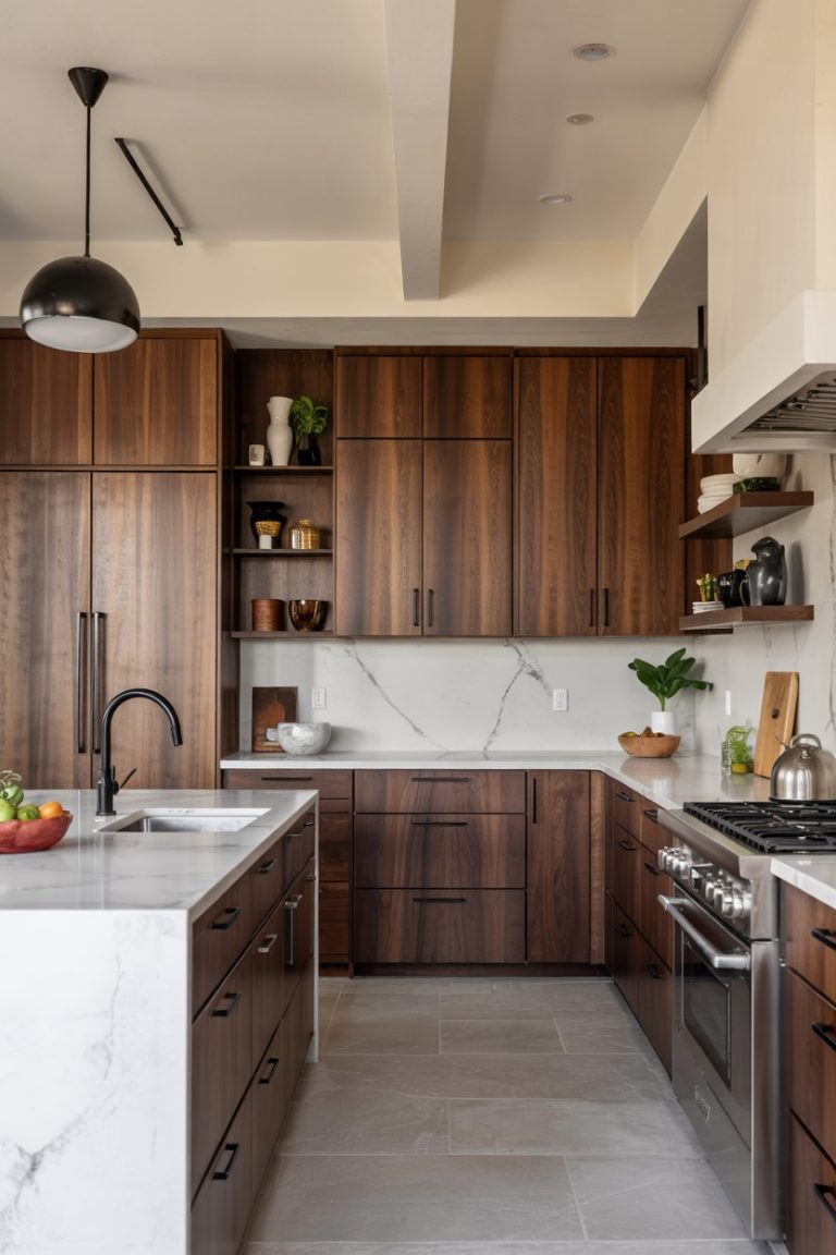35 Dark Wood Kitchen Cabinets Ideas for 2025 with Modern Decor, Islands ...