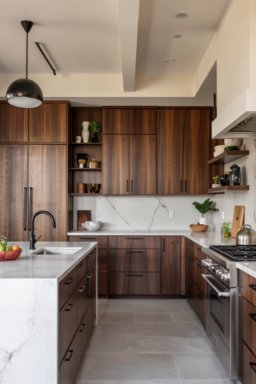 35 Dark Wood Kitchen Cabinets Ideas for 2025 with Modern Decor, Islands ...