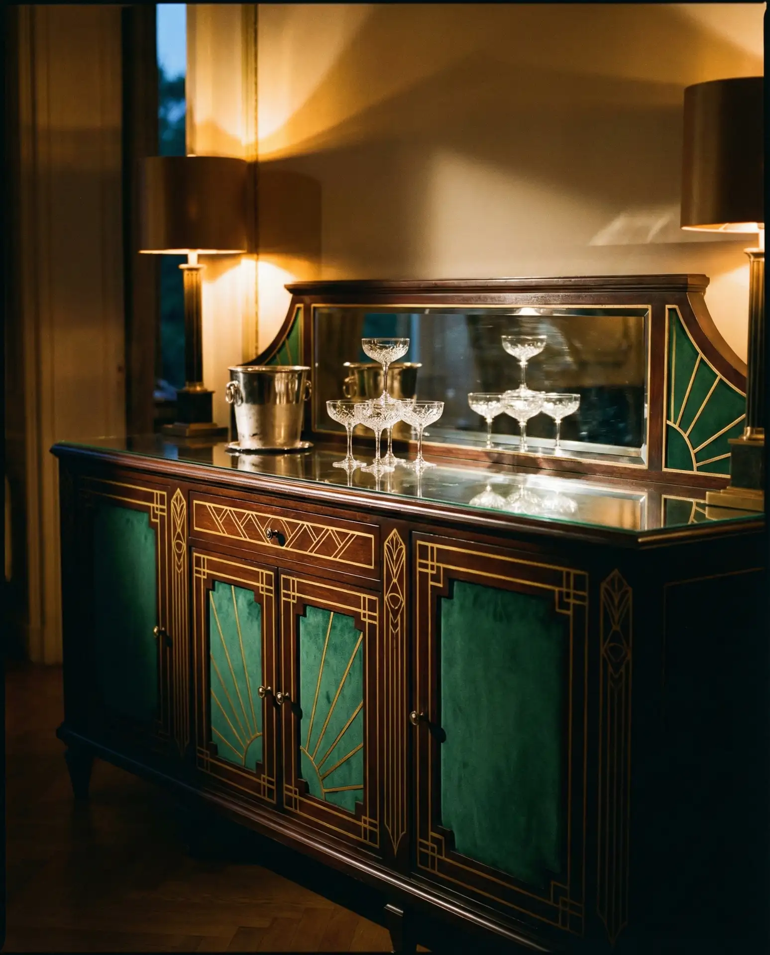 Art Deco Glamour Buffet with Gold and Emerald 2