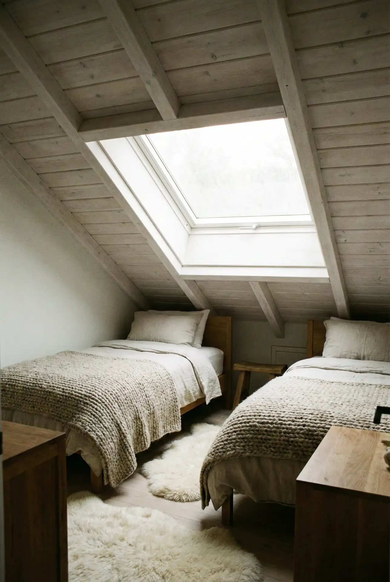 Attic Twin Bedroom with Sloped Ceilings 2