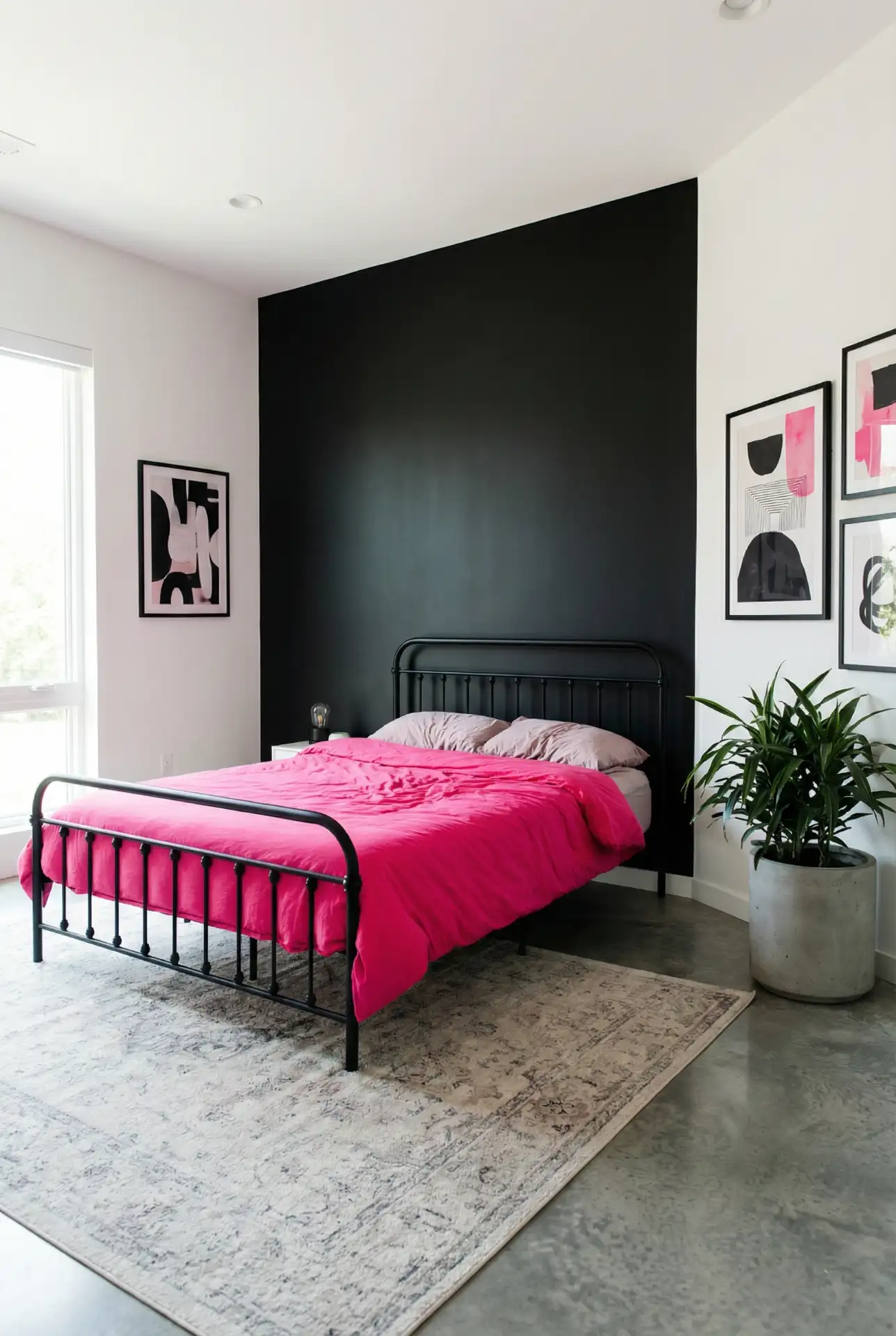 Black and Pink Edgy Contrast Bedroom 1