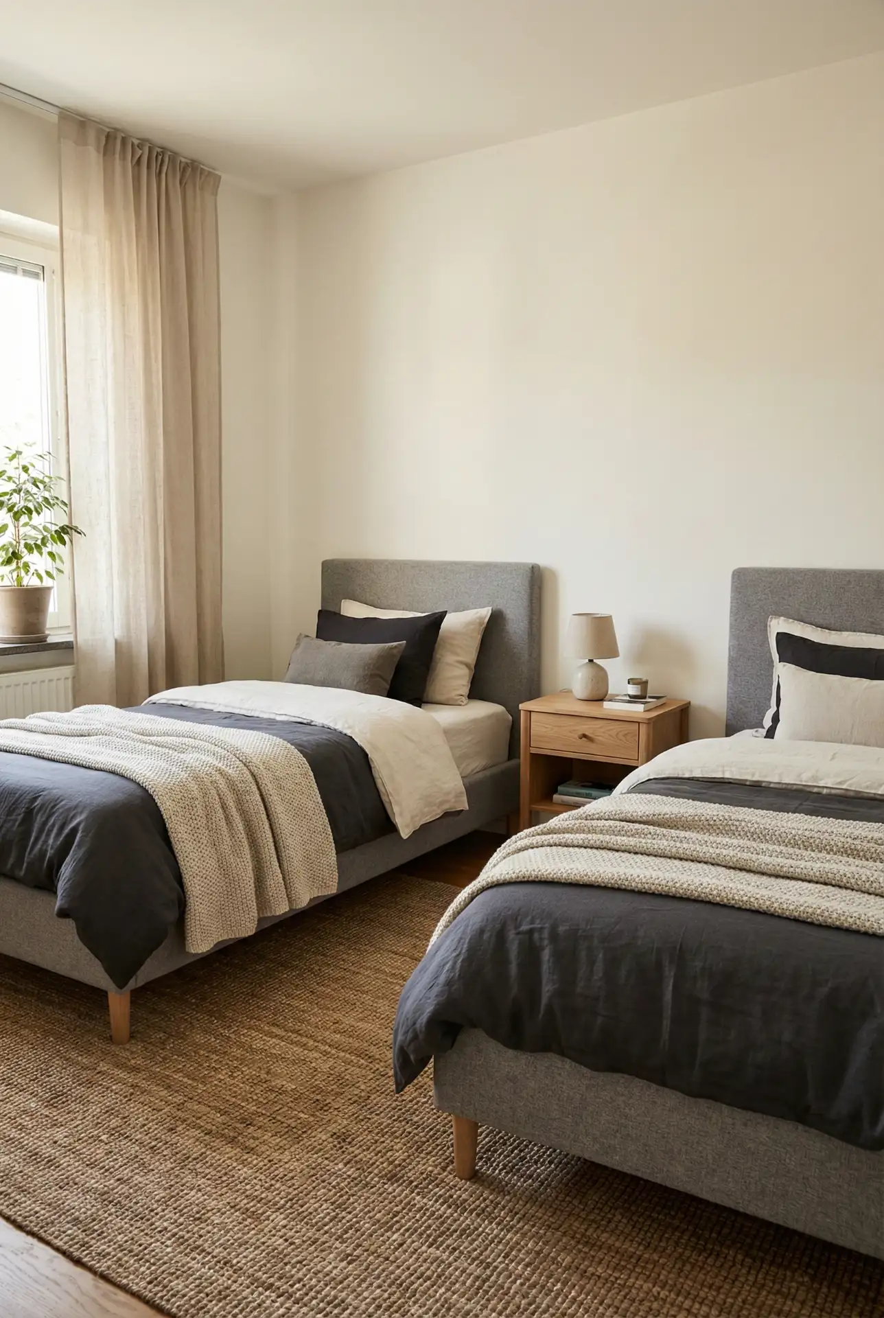 Black and White Twin Bedroom with Graphic Contrast 2