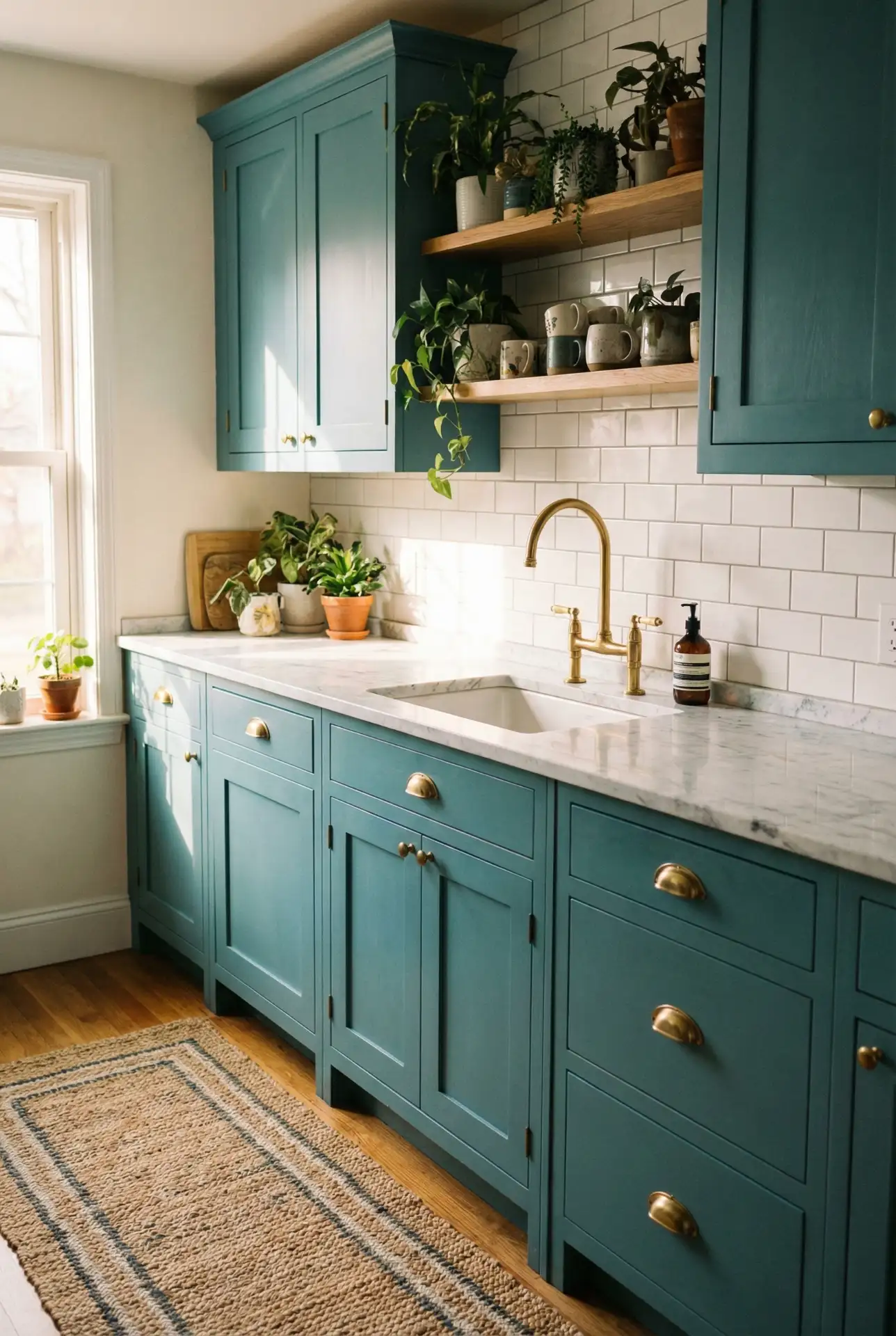 Bold Teal and Brass Fixtures 1