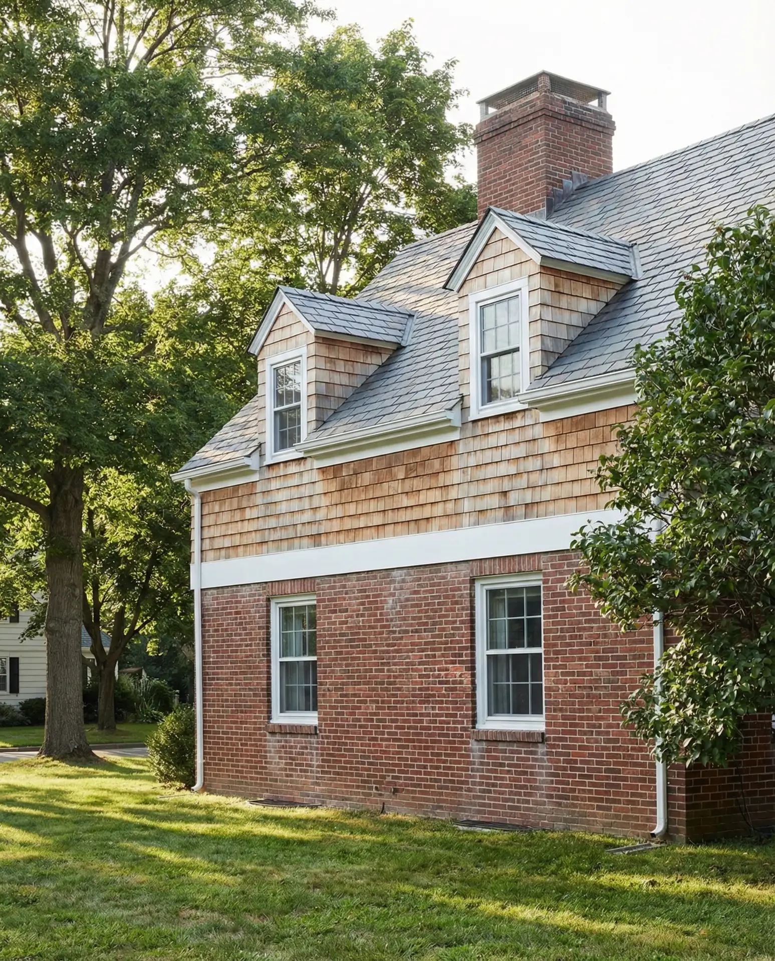 Brick First Floor with Shingled Second Story 2