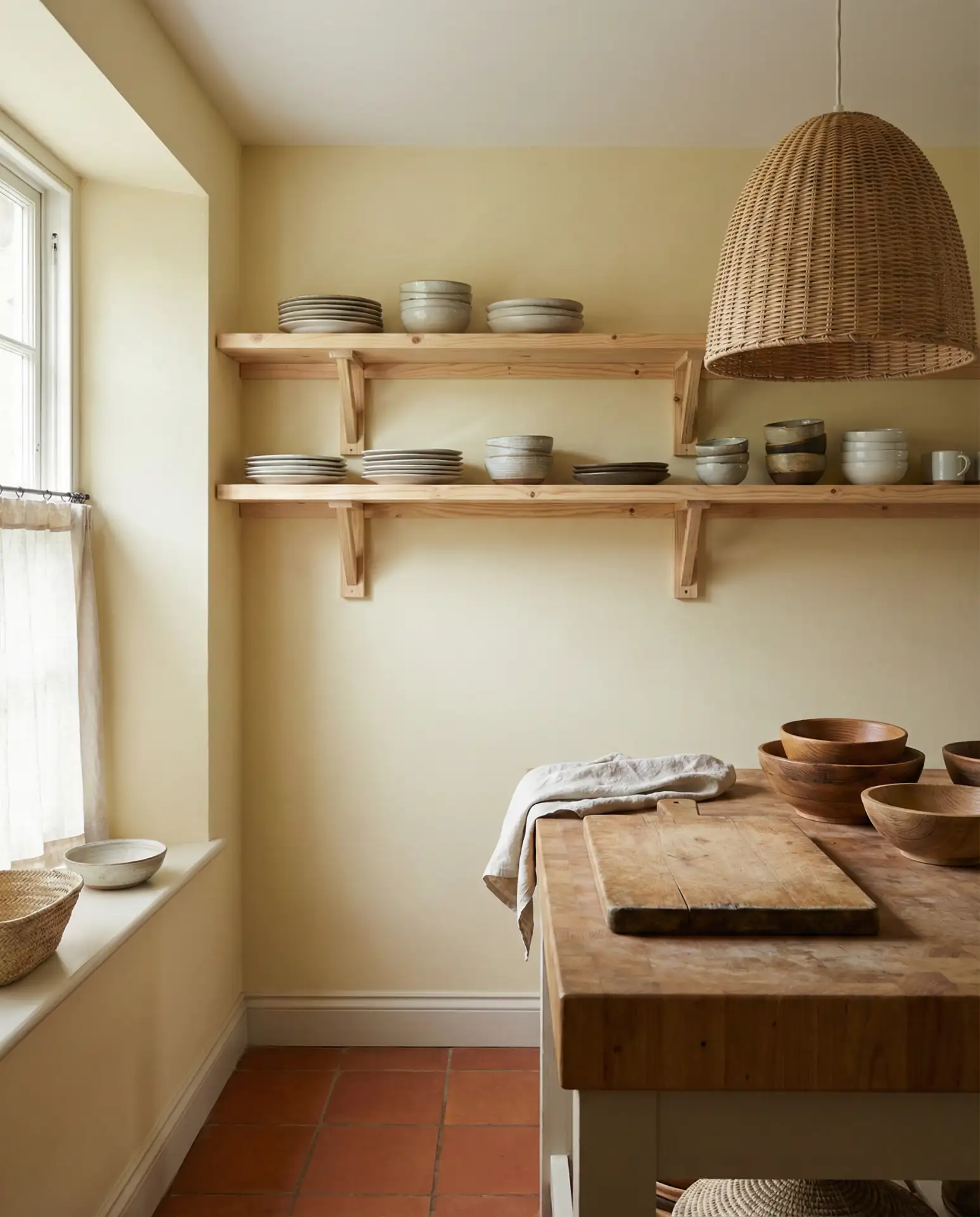 Buttery Yellow Walls with Natural Wood Elements 1