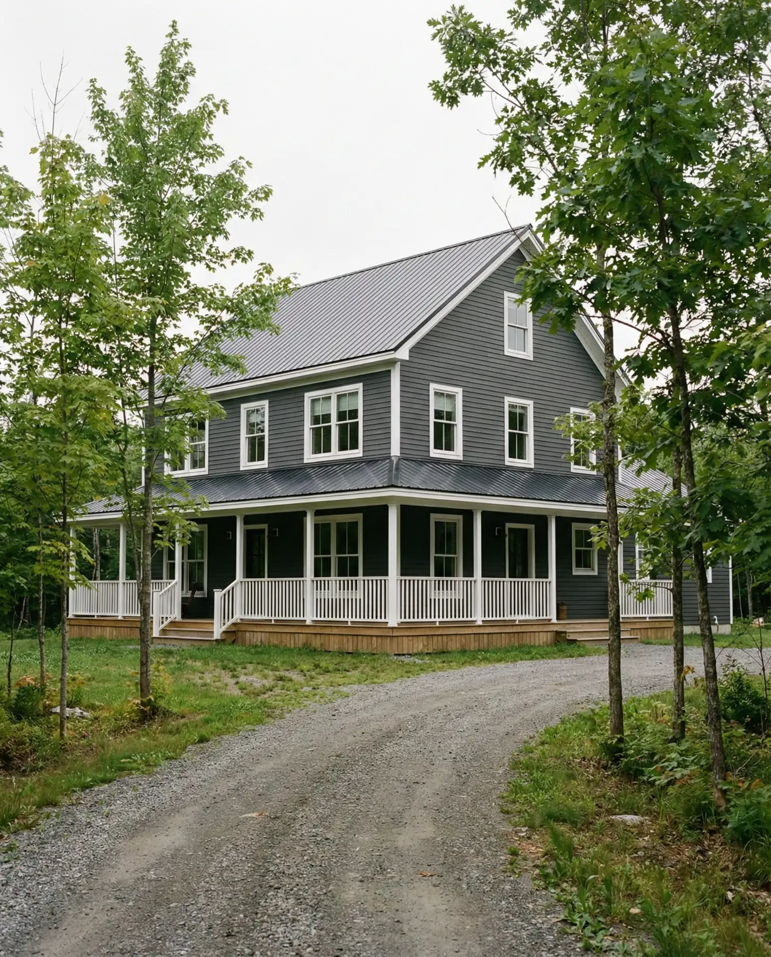 Charcoal Gray Modern Farmhouse for Bloxburg Builds 2