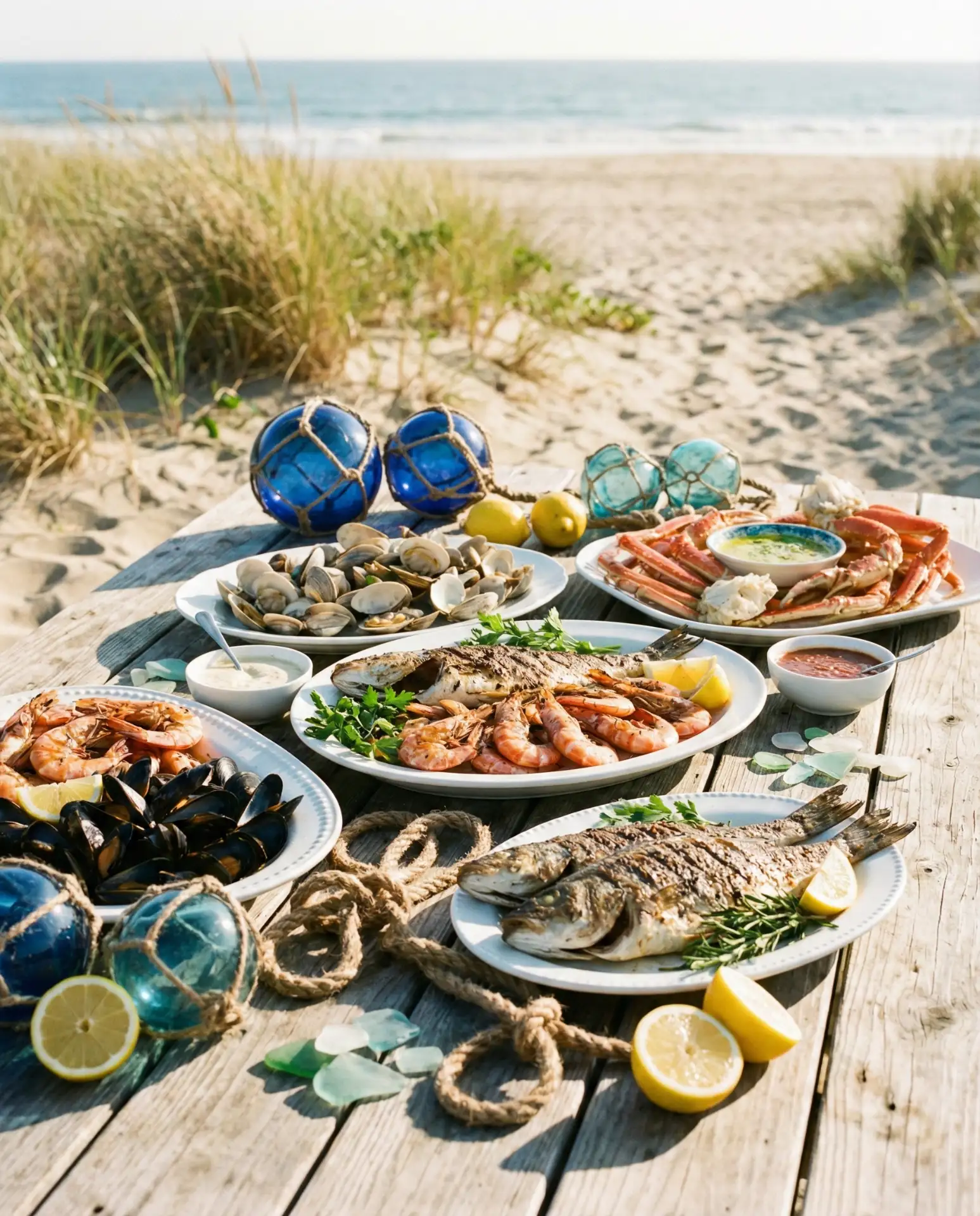 Coastal Blue and White Seafood Buffet 2