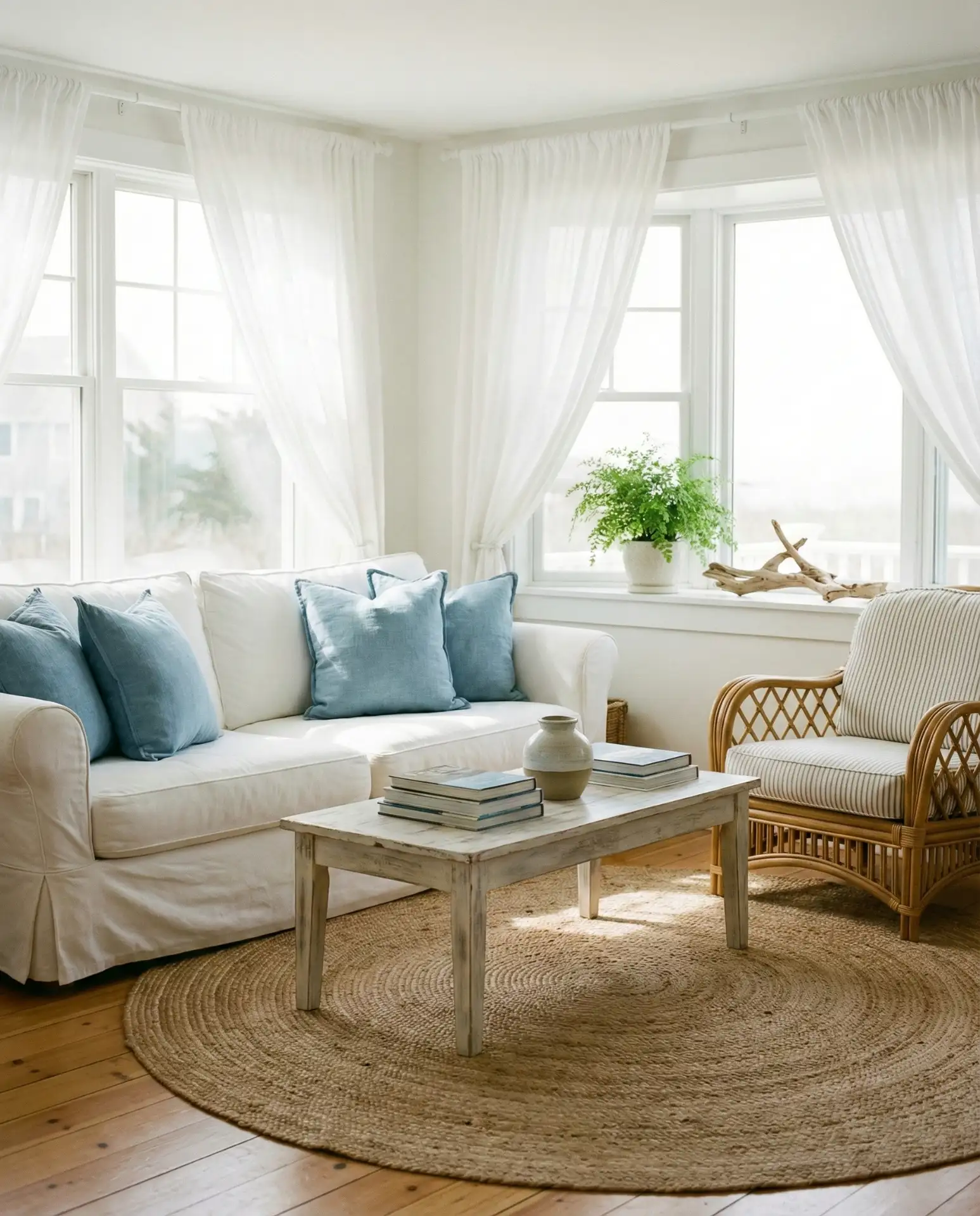 Coastal Cottage Living Room with Light and Breeze 1