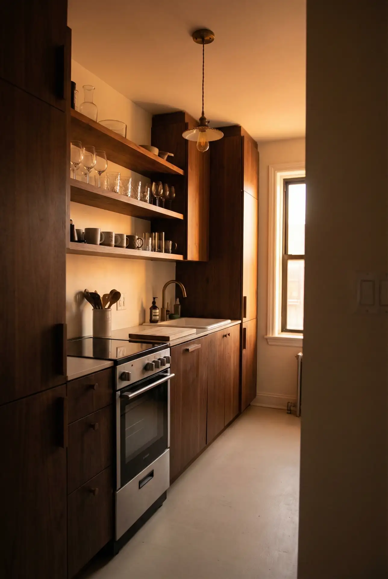 Compact Single Wall Layout for Small Spaces 2