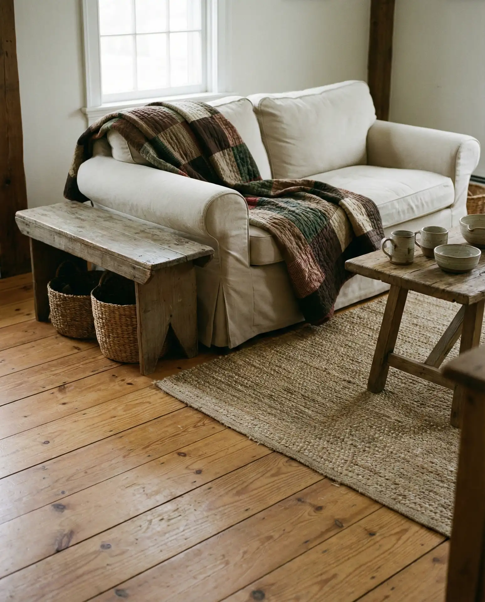 Country Cottage Living Room with Wide-Plank Floors 2