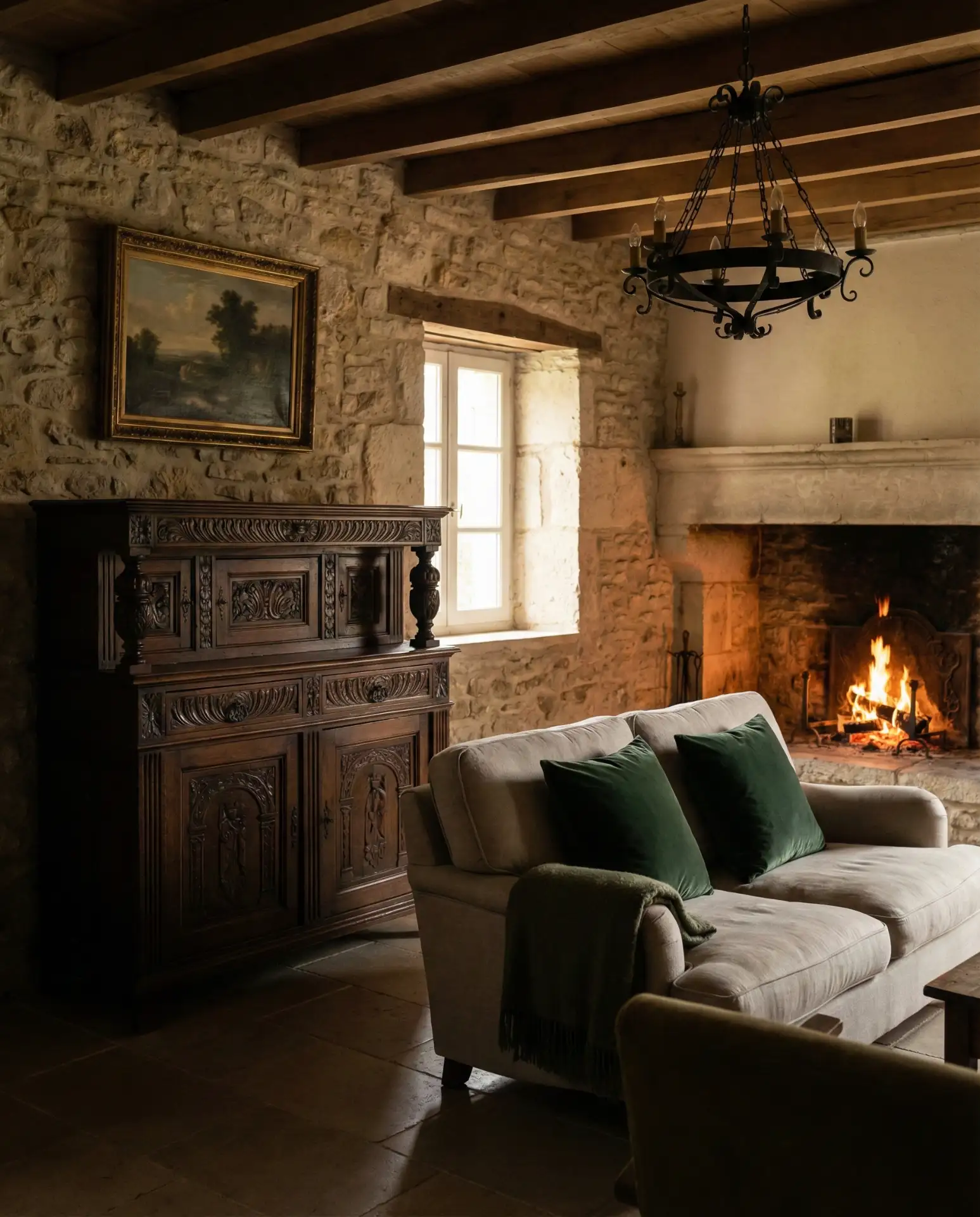 Cozy Cottage Living Room with Fireplace Focus 2