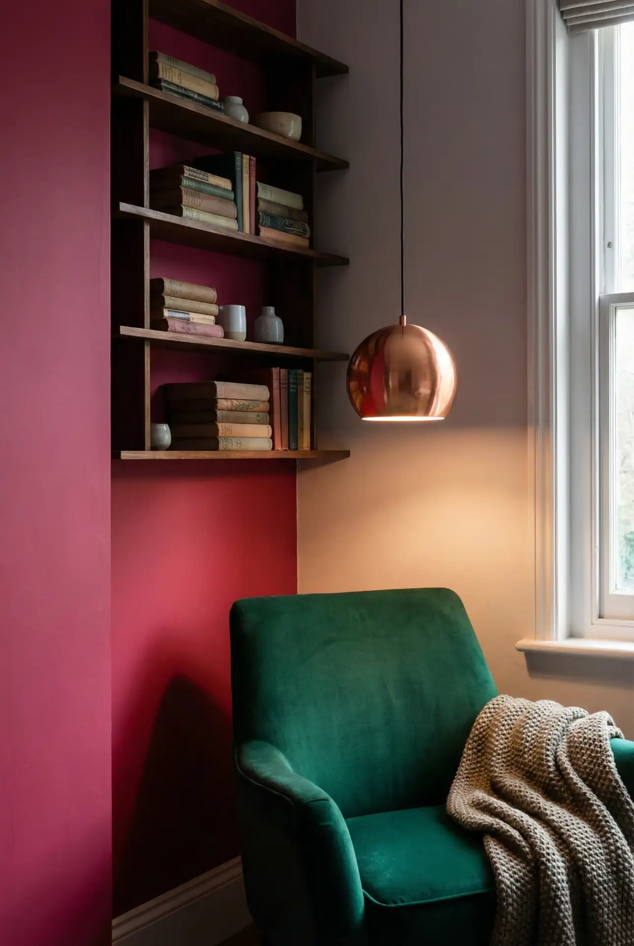 Dark Moody Pink Living Room 1