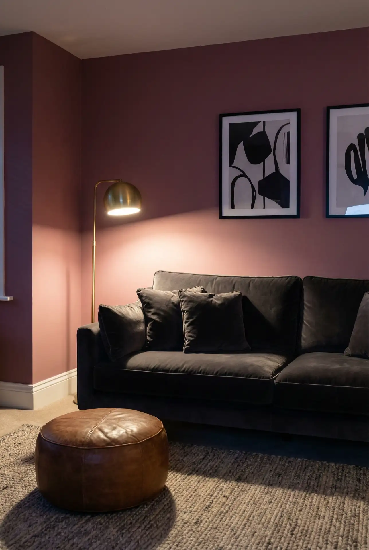 Dark Moody Pink Living Room 2