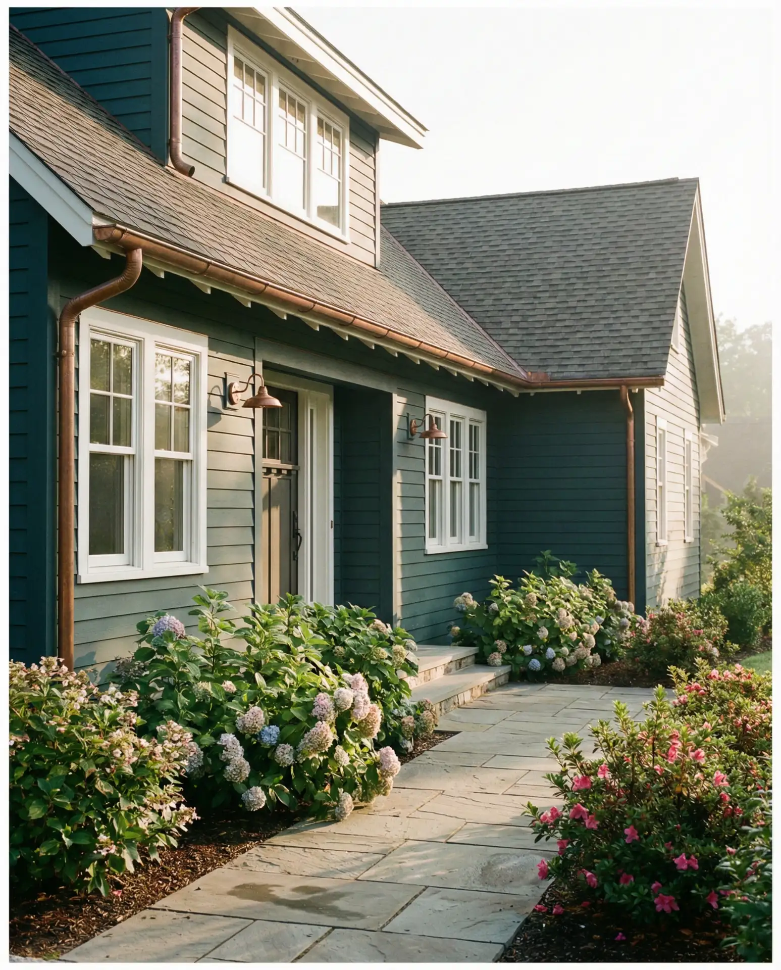 Dark Teal with White Trim and Copper Accents 2