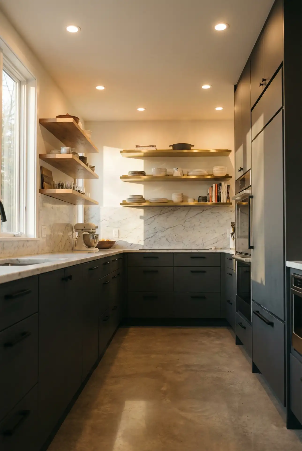 Deep Charcoal and Brass Accents 1