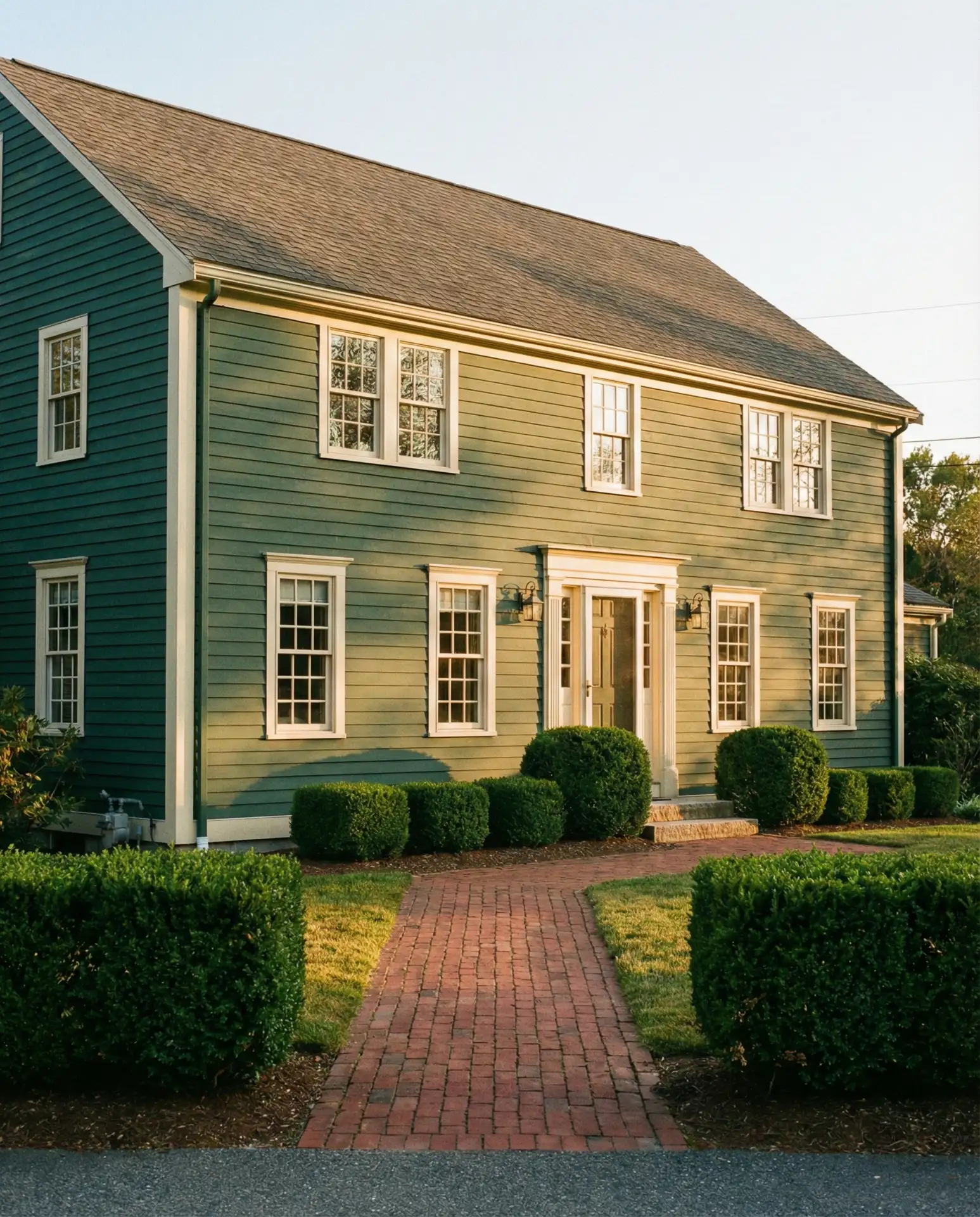 Deep Green Siding with Cream Trim 2
