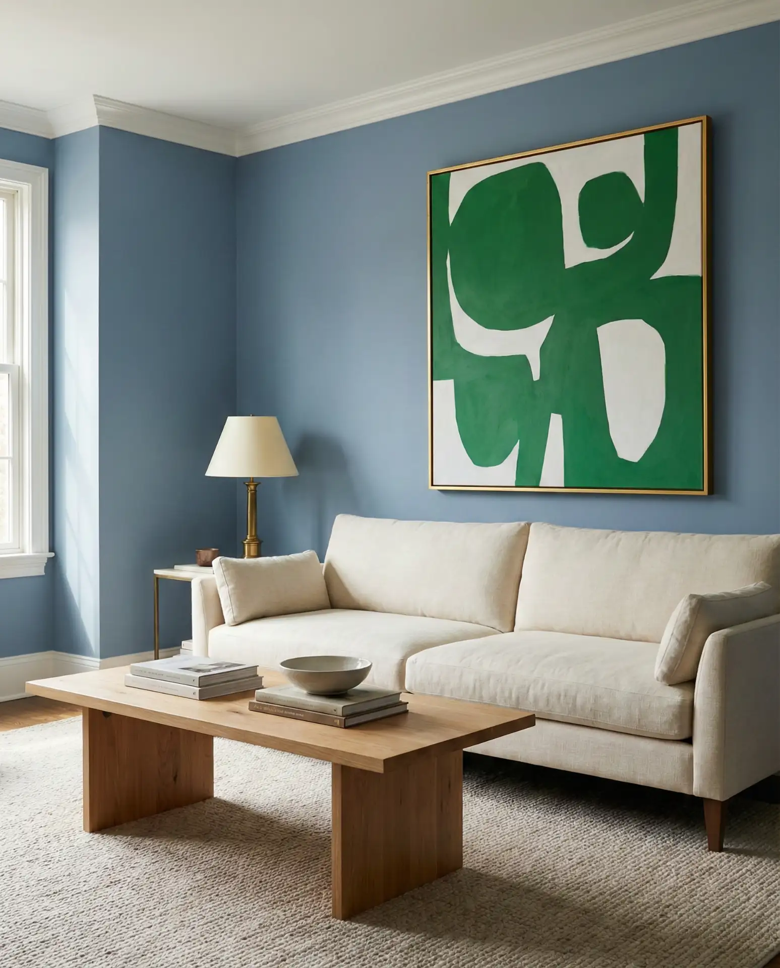 Dusty Blue Walls with Kelly Green Artwork 2