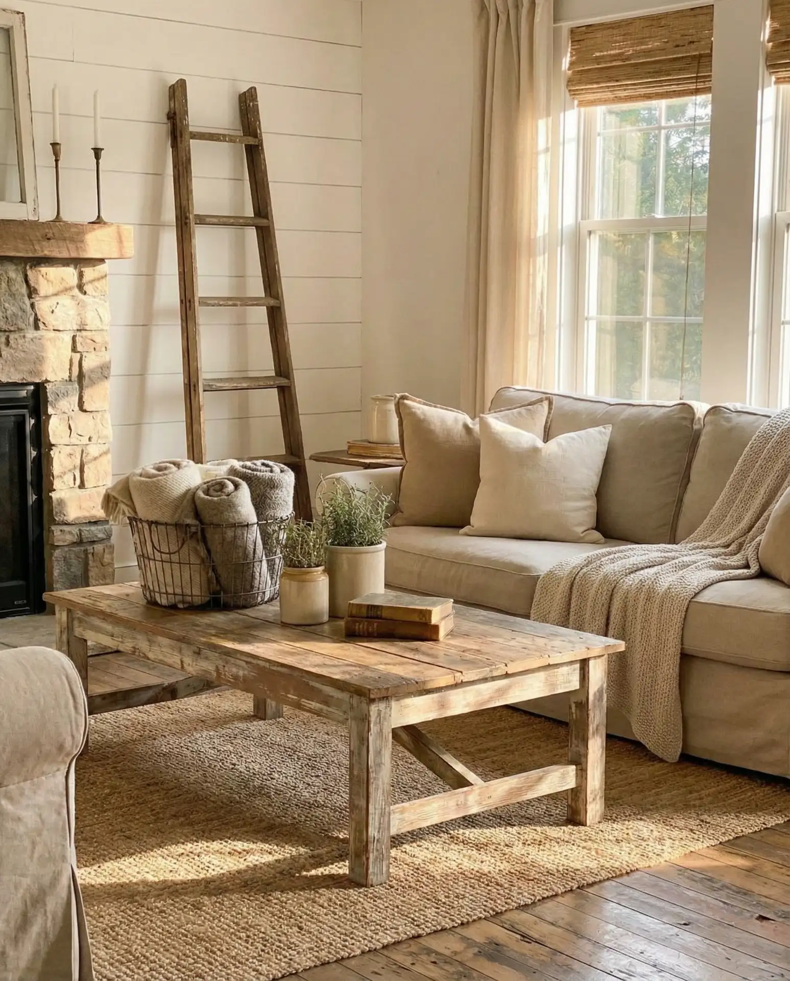Eclectic Cottage Living Room with Layered Patterns 1