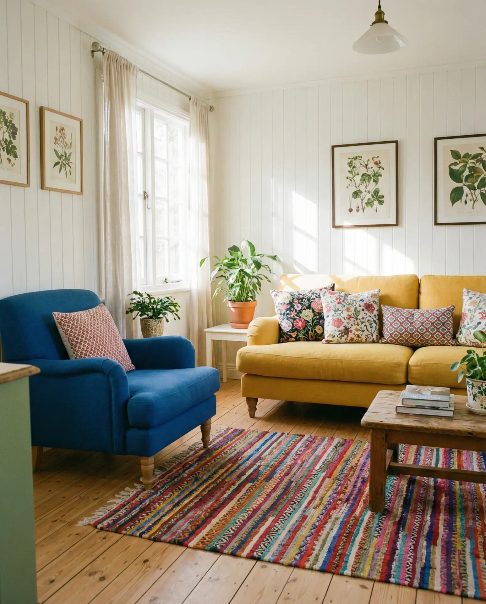 Farmhouse Cottage Living Room with Shiplap and Vintage Finds 1