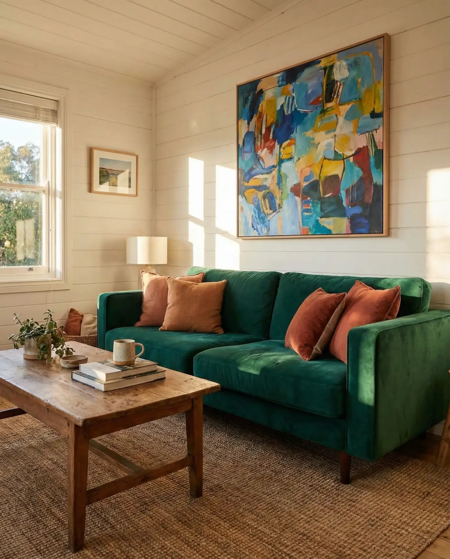 Farmhouse Cottage Living Room with Shiplap and Vintage Finds 2