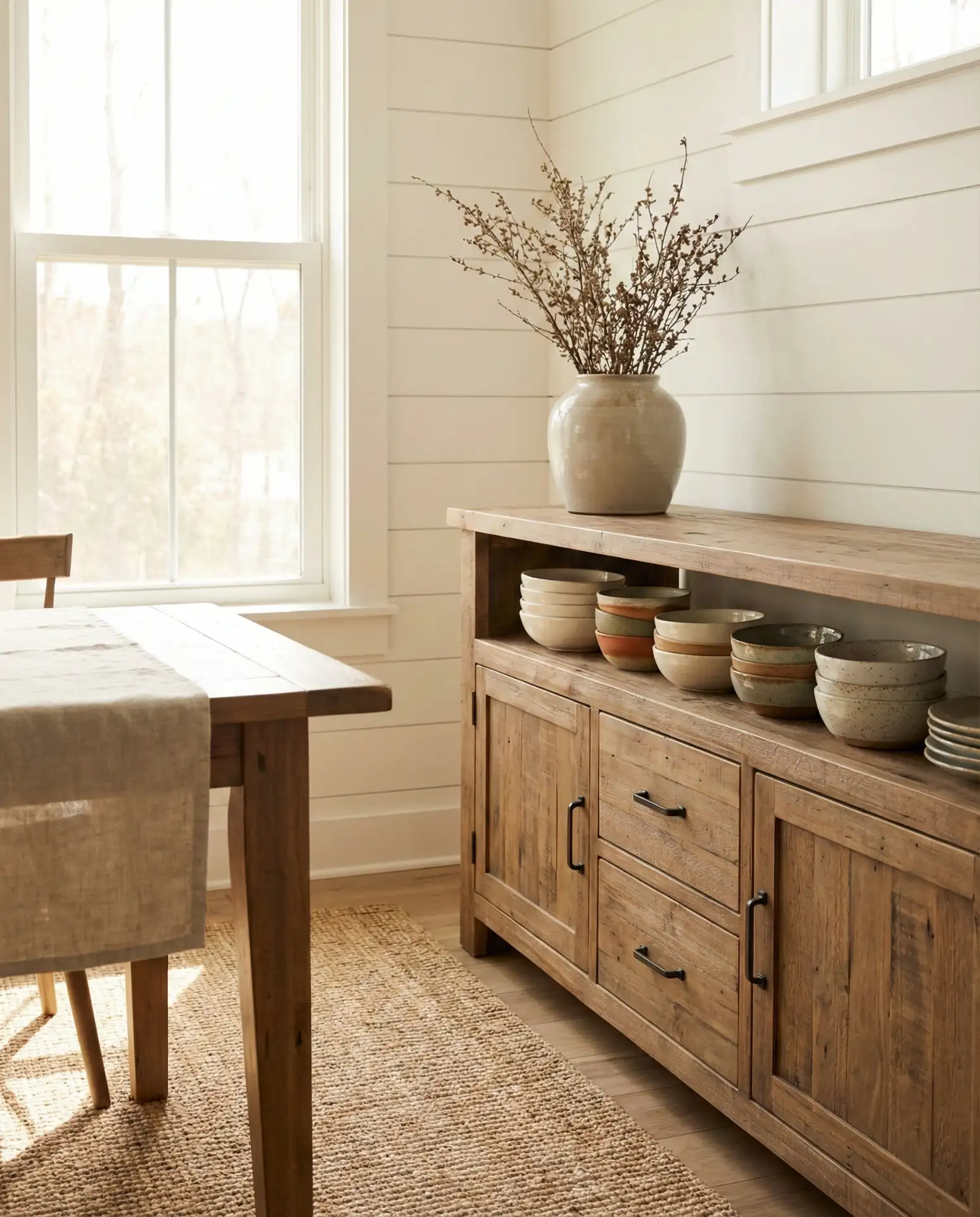 Farmhouse Dining Room with Console Display 1