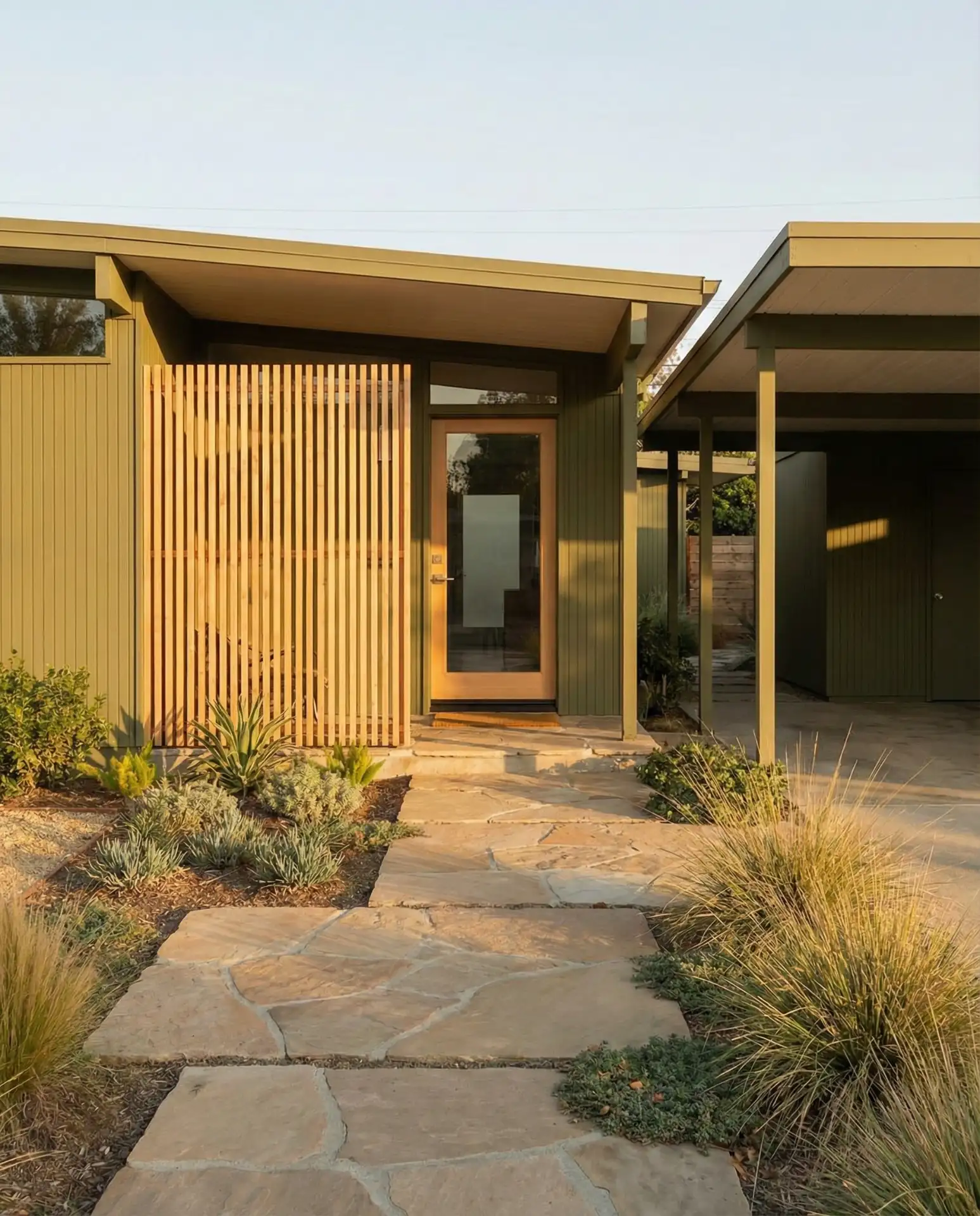 Forest Green Modern Mid-Century with Natural Wood Trim 1