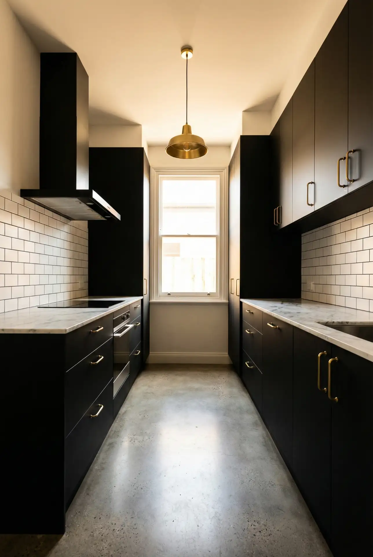 Galley Kitchen Optimized for Narrow Footprints 1