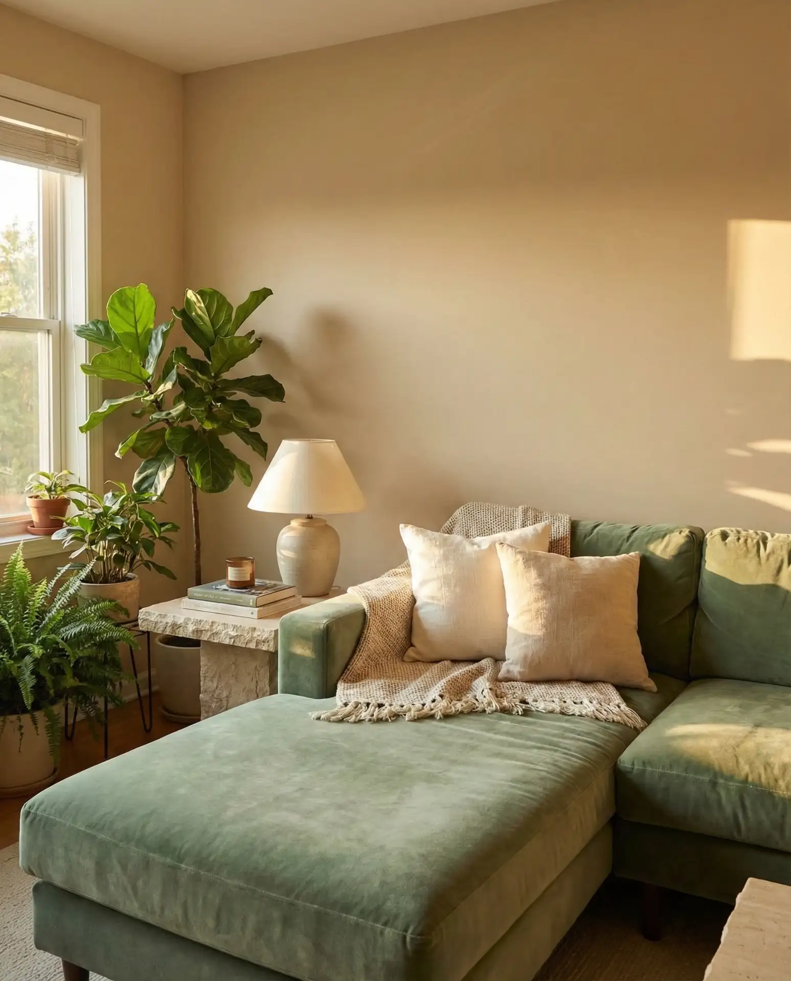 Green Velvet Sectional for a Nature-Inspired Look 2