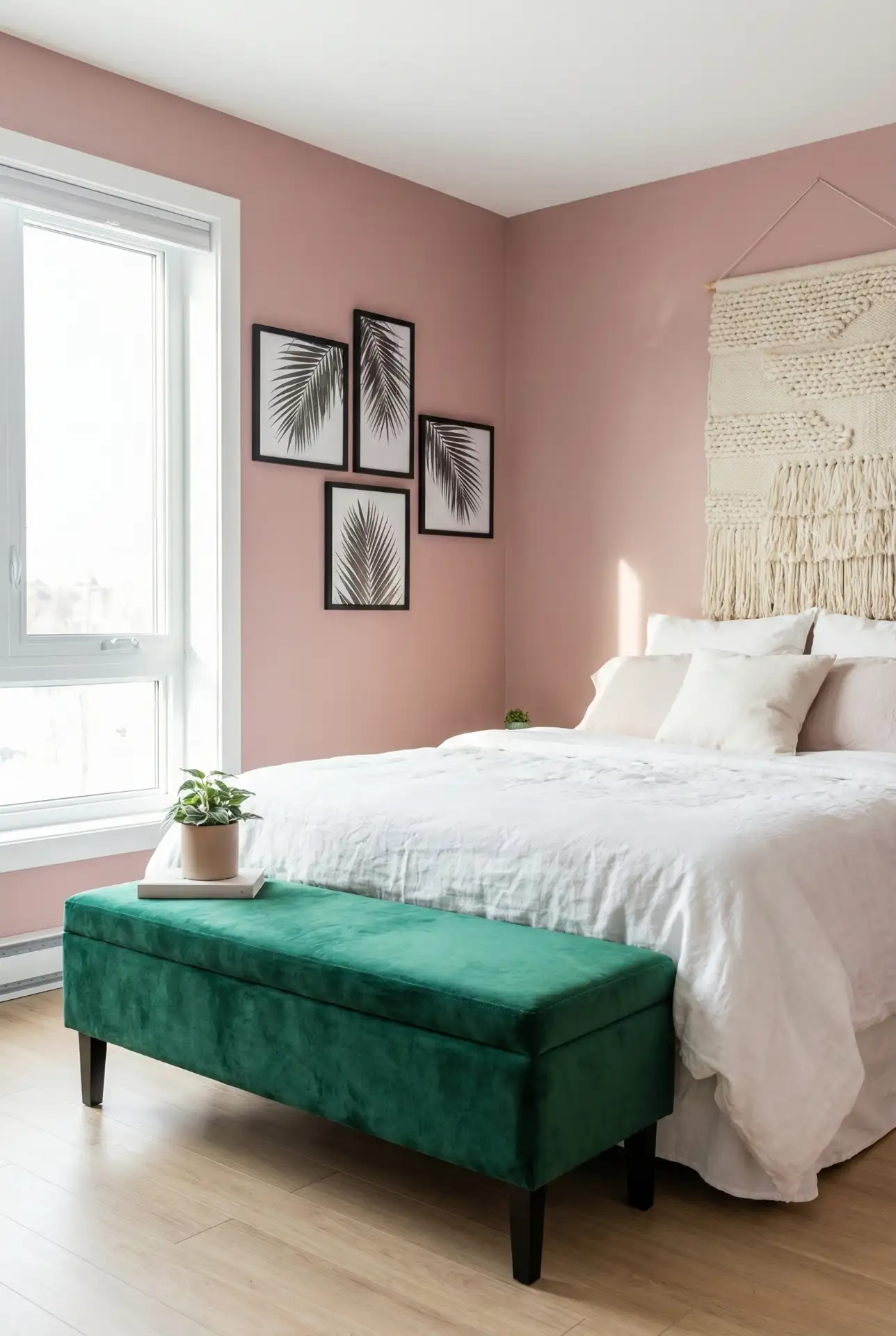 Green and Pink Botanical Bedroom 2