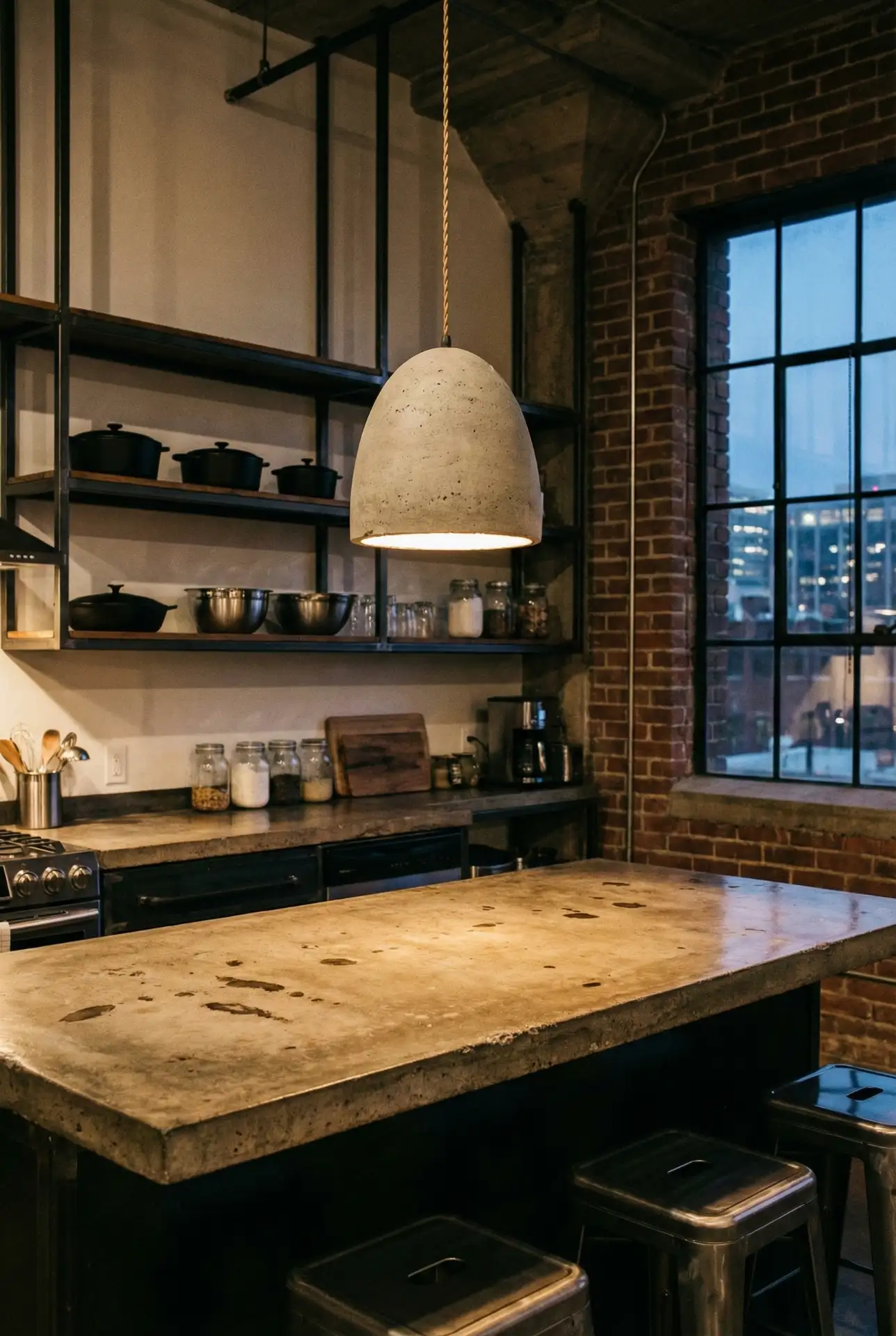 Grey Concrete Dome Pendants 1