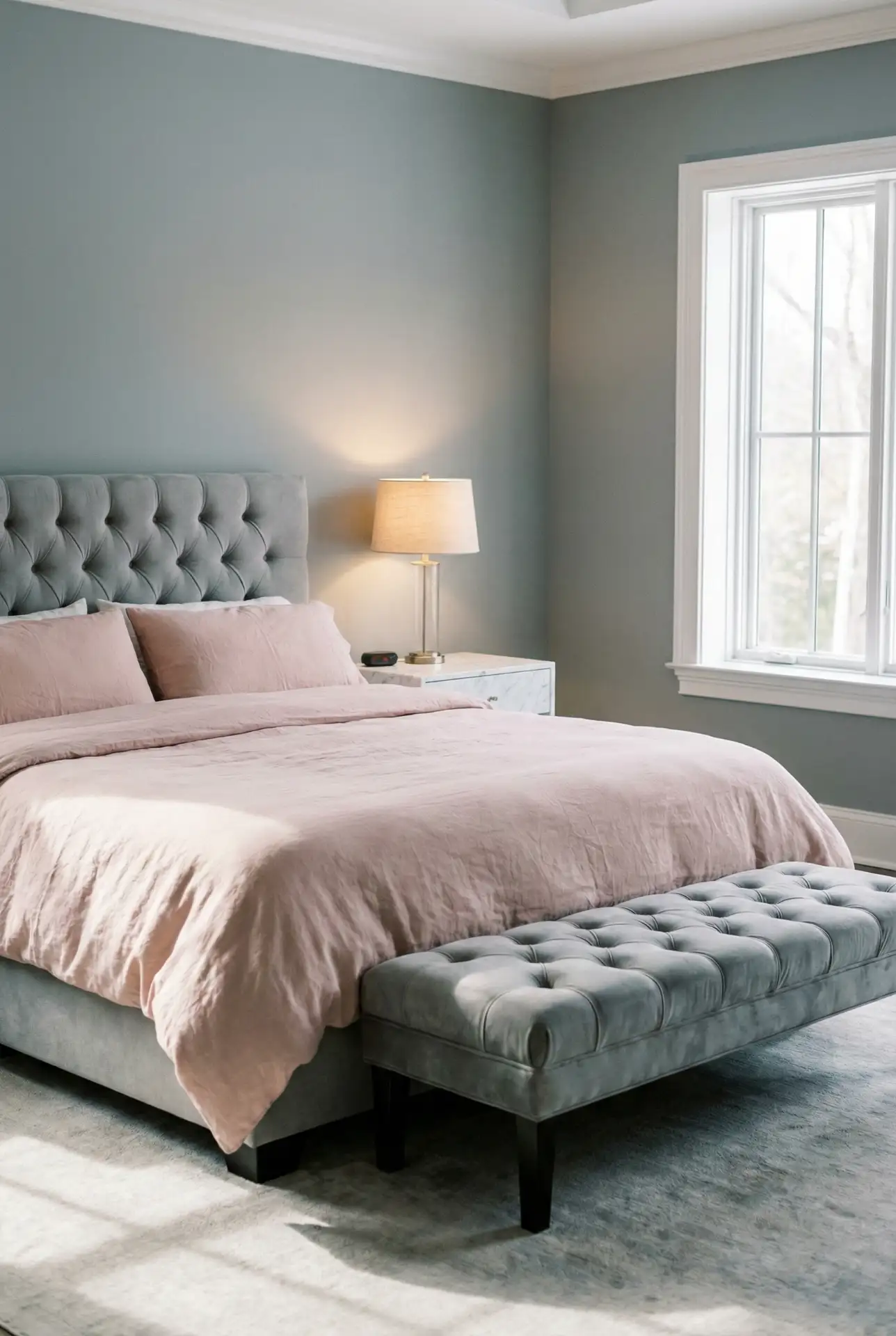 Grey and Pink Sophisticated Bedroom 2