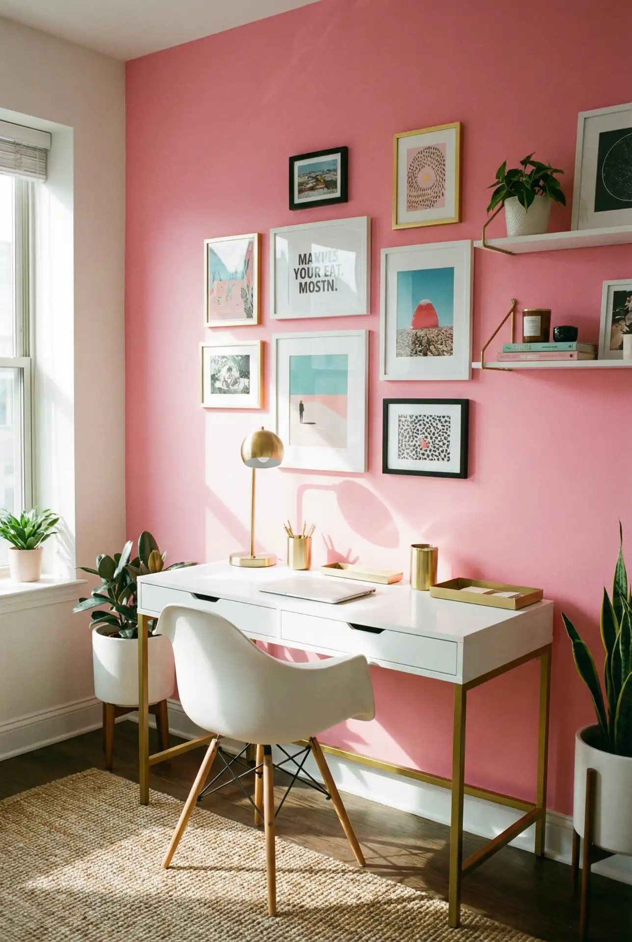 Hot Pink Accent Wall in Modern Office 2