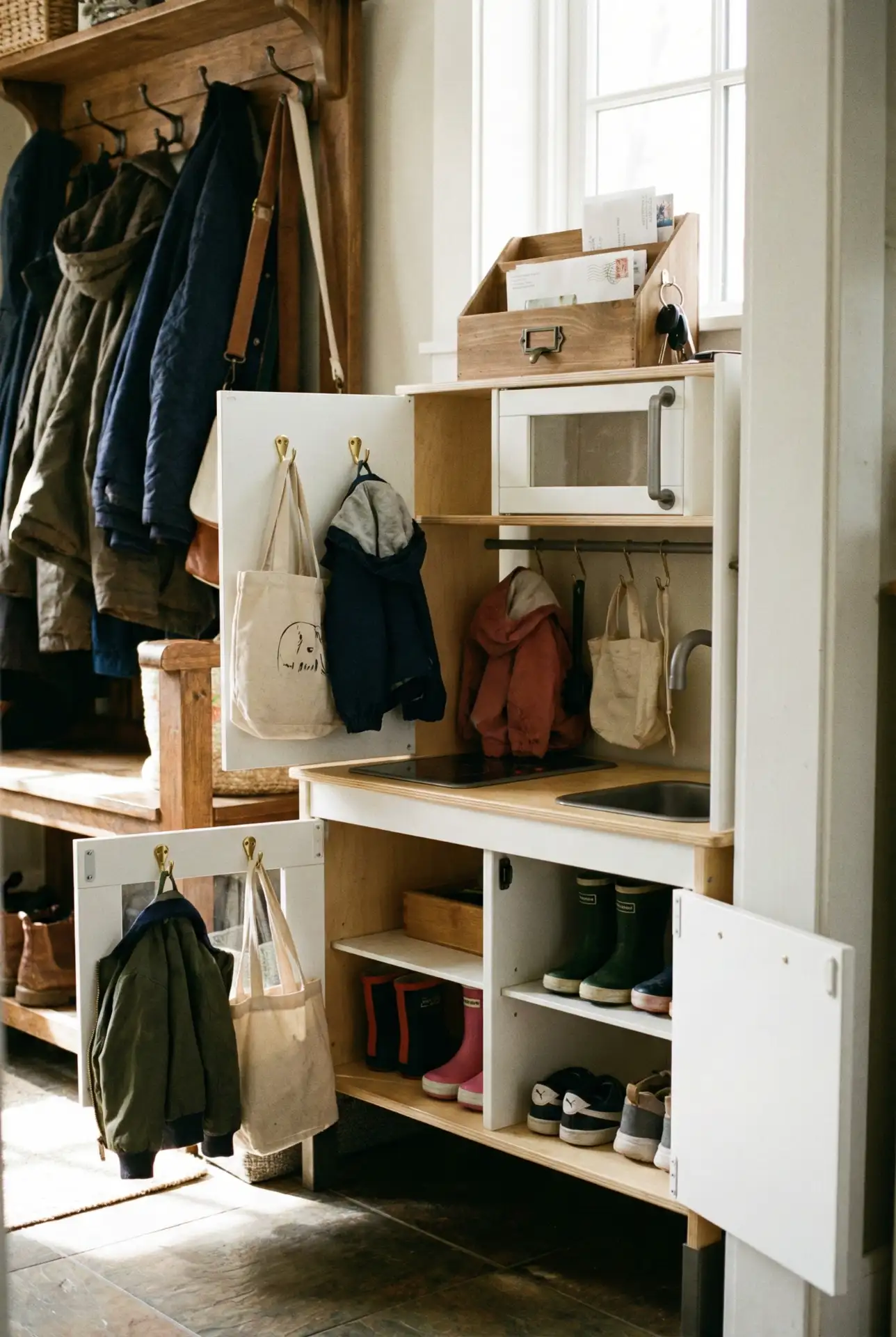 IKEA Toy Kitchen Into Mud Room Station 1