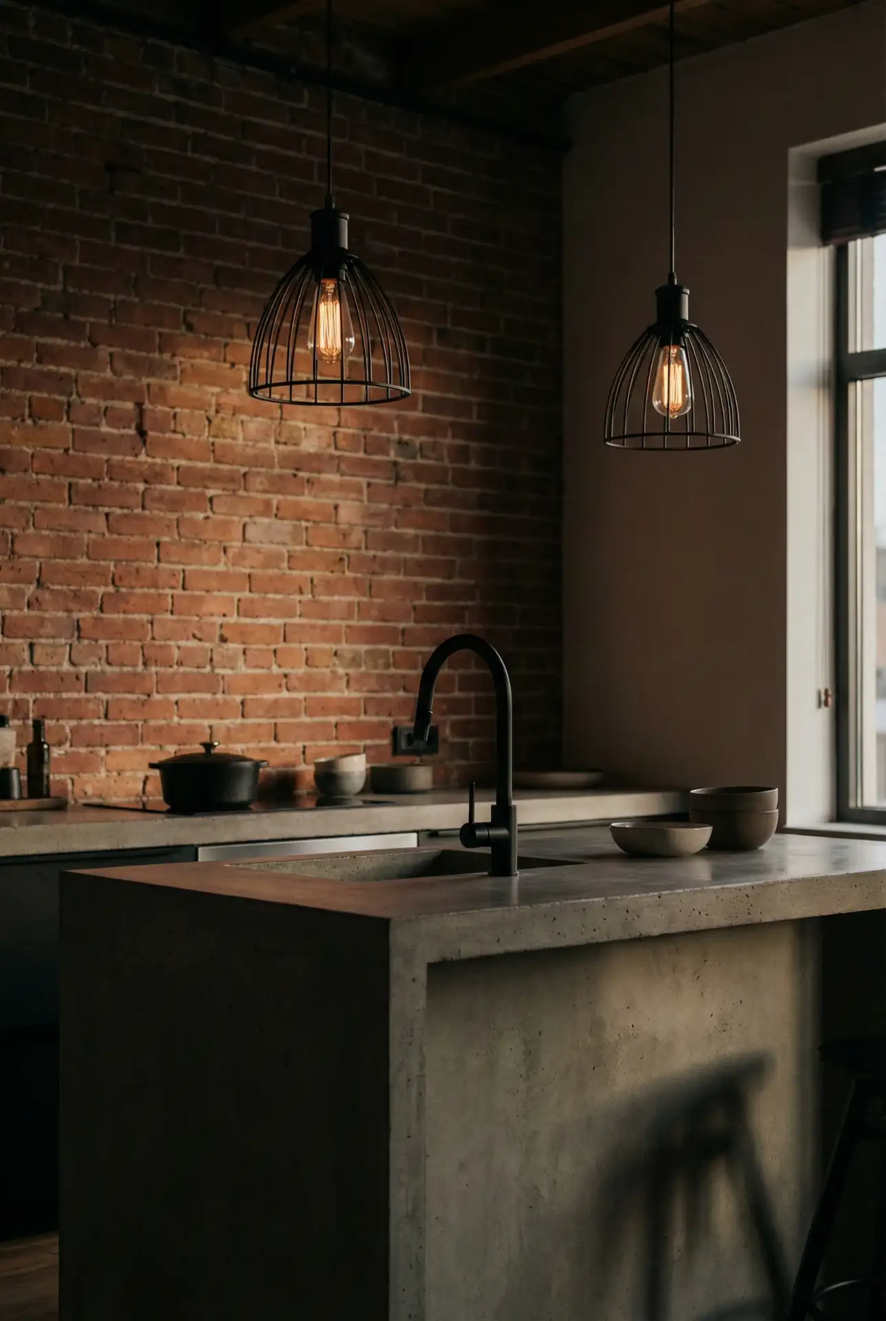 Industrial Black Metal Cage Pendants 1