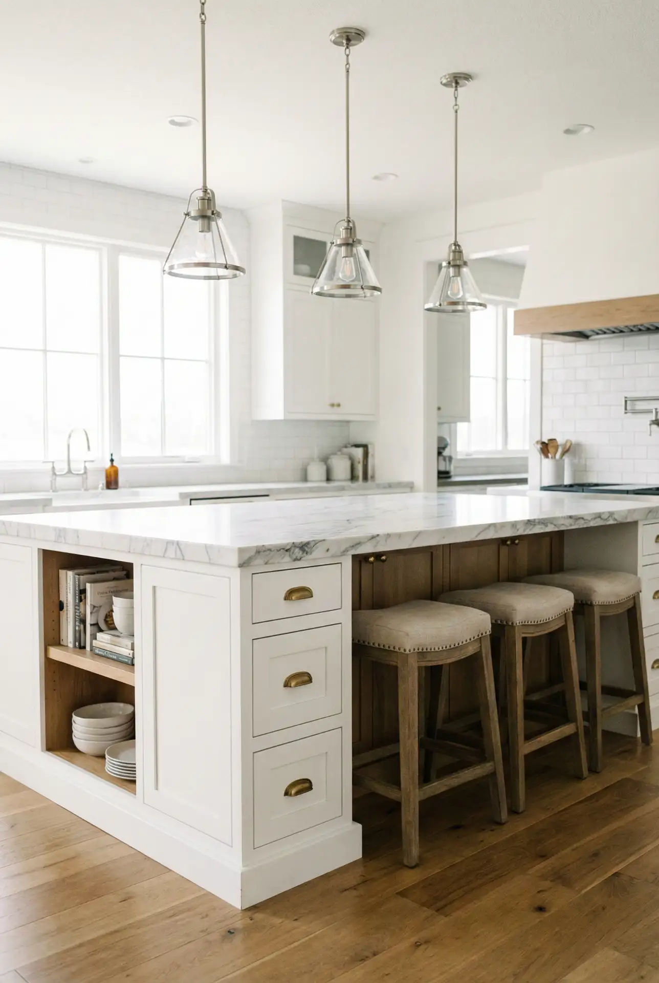 Island Kitchen With Integrated Dining and Storage 1