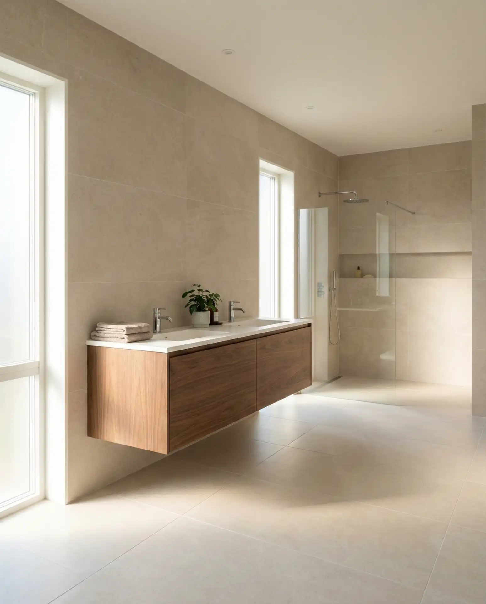 Large Format Beige Porcelain for a Spa-Like Feel 1