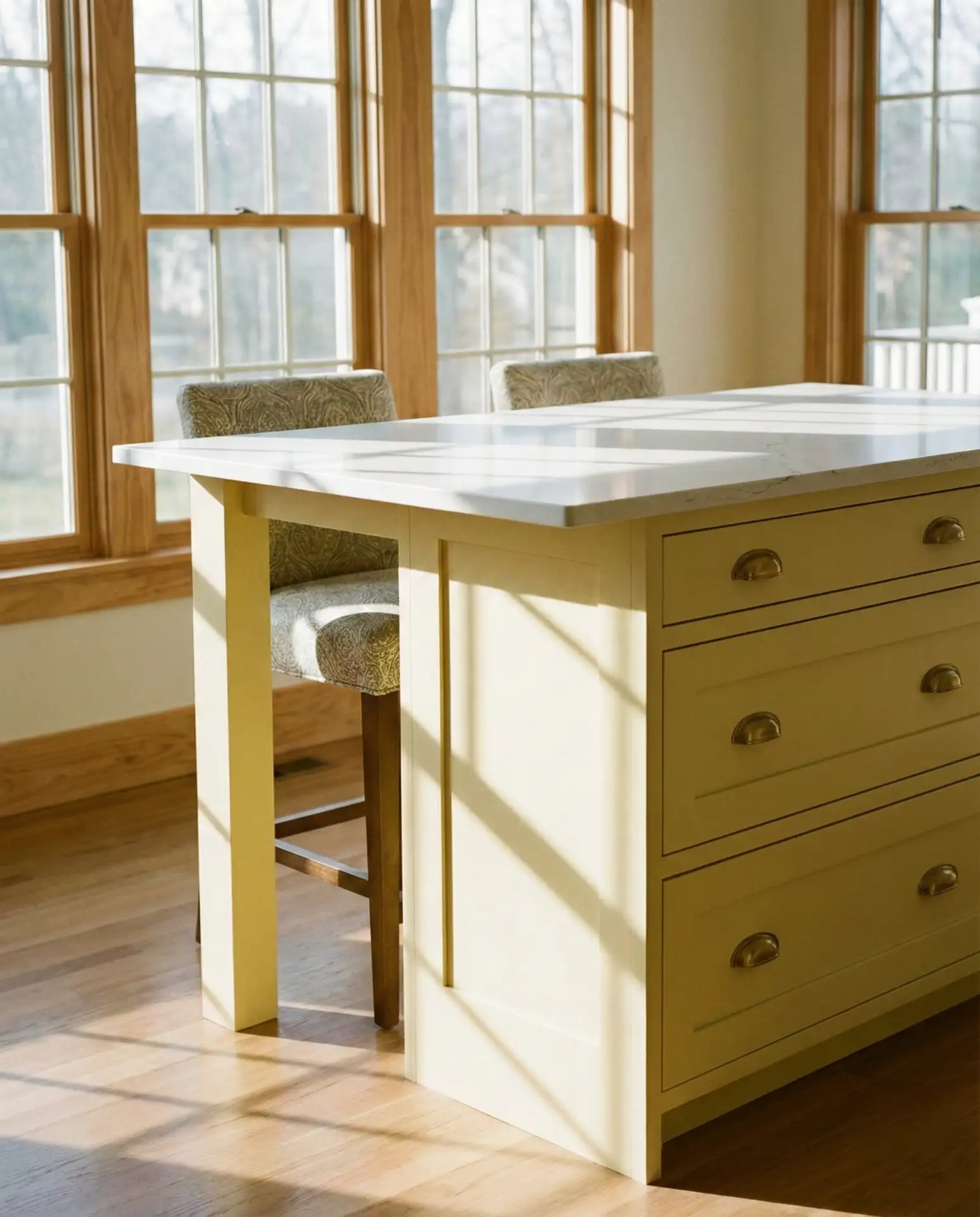 Light Yellow Kitchen Island with Seating 1