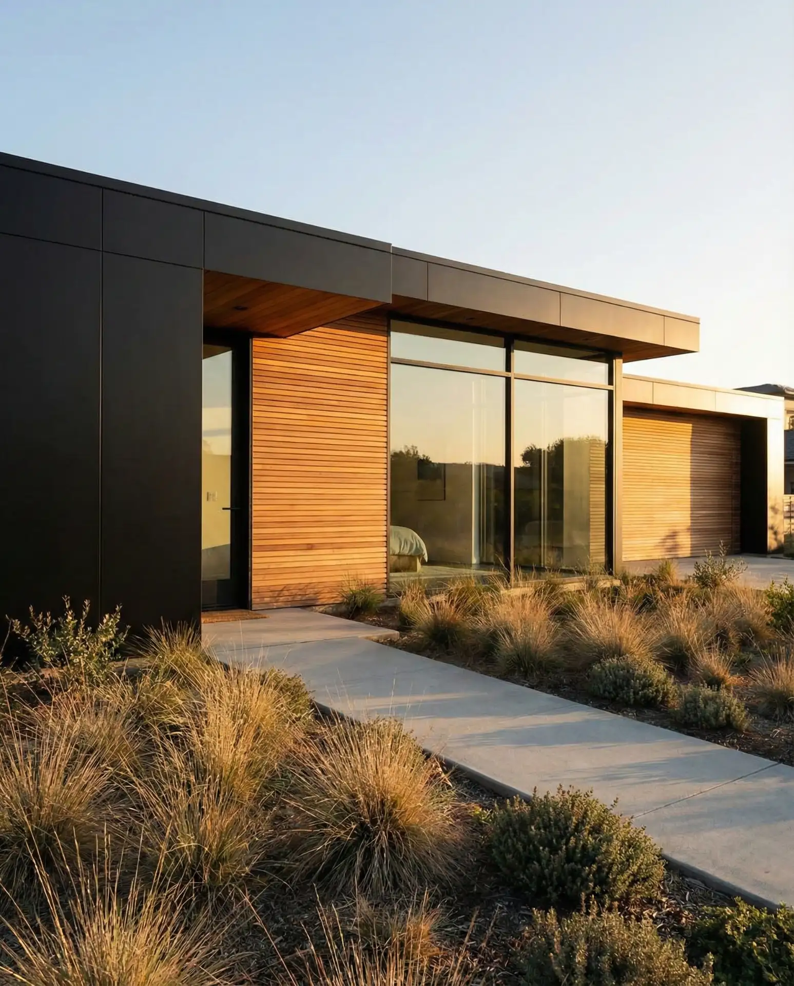 Matte Black Modern with Natural Wood Accents 1