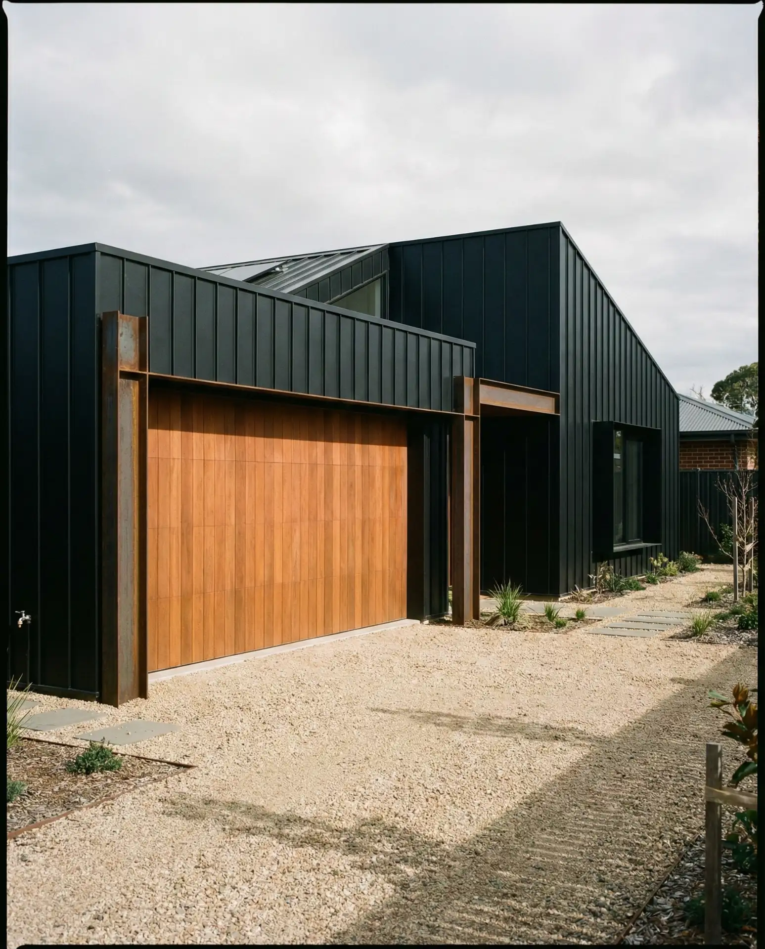 Matte Black Modern with Natural Wood Accents 2