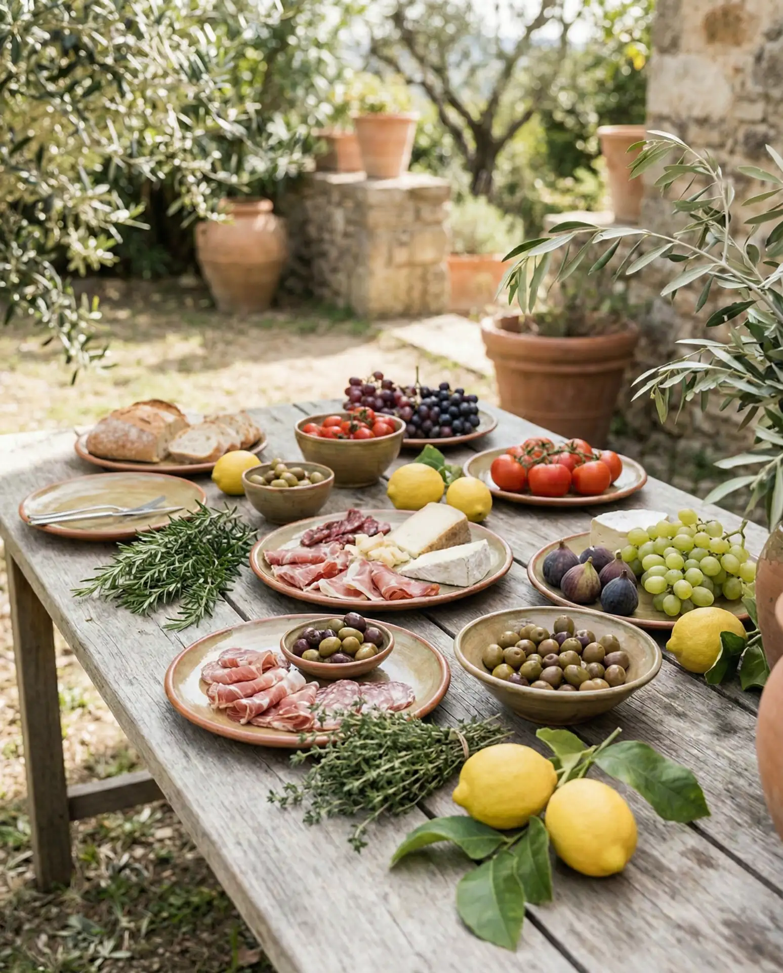 Mediterranean Feast with Terracotta and Olive Branches 1