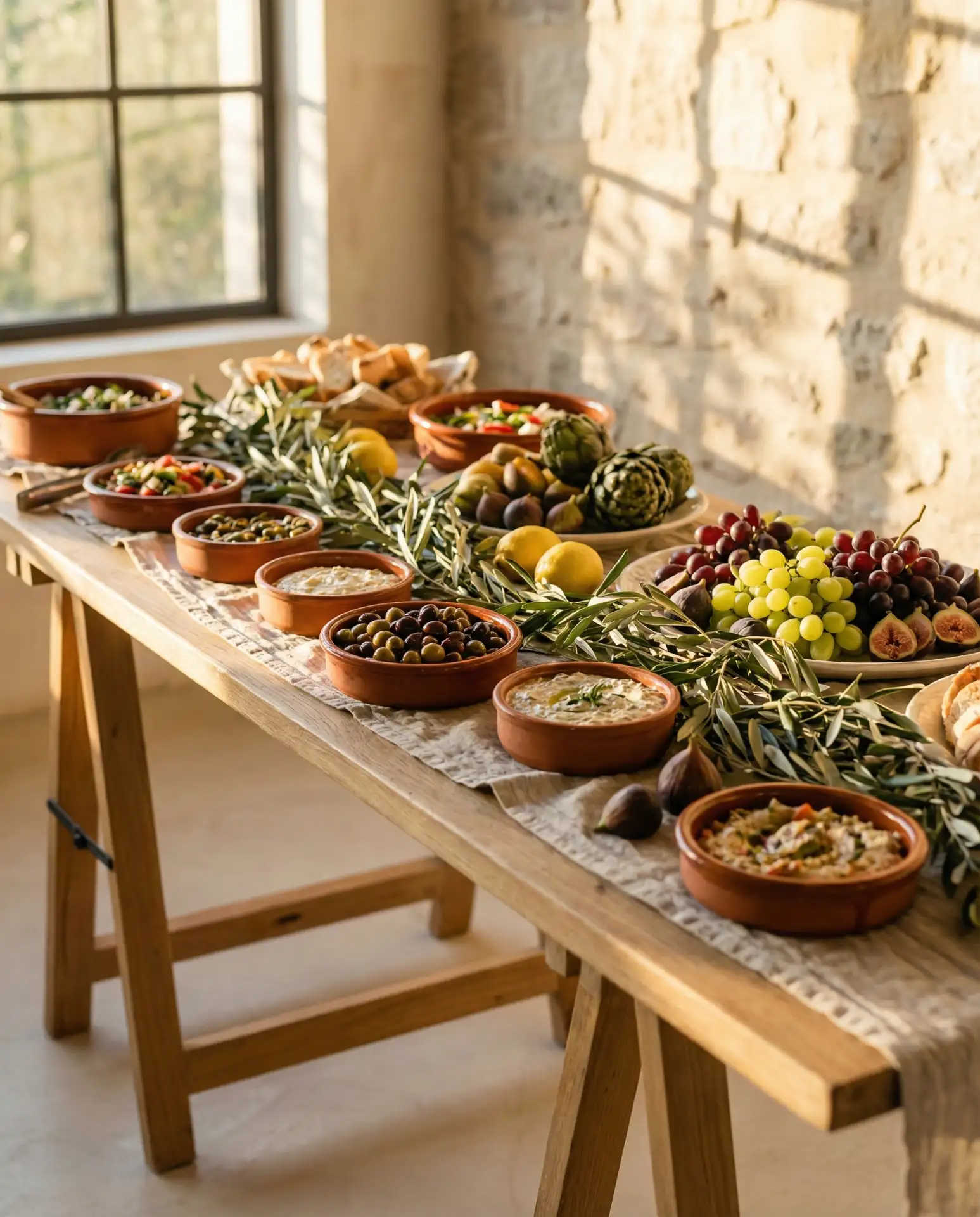 Mediterranean Feast with Terracotta and Olive Branches 2