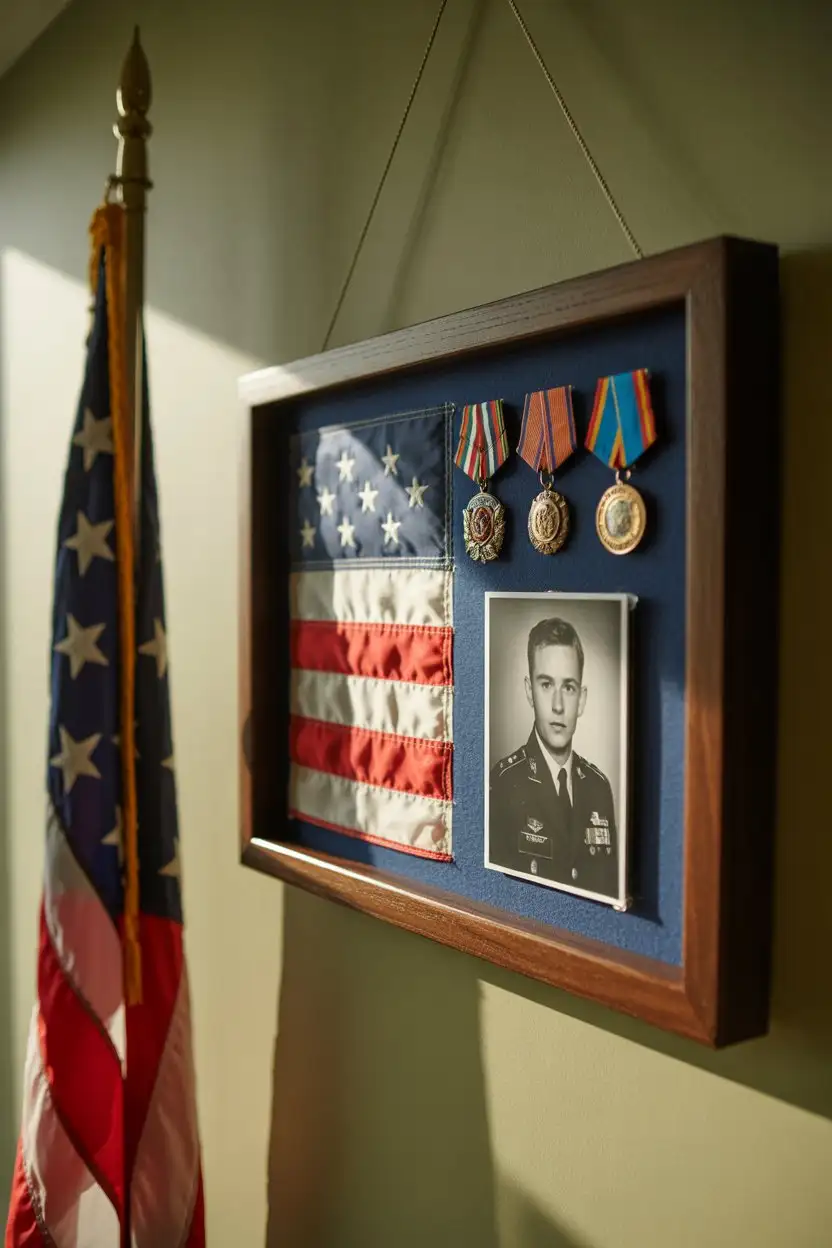 Military Uniform and Flag Shadow Box 2