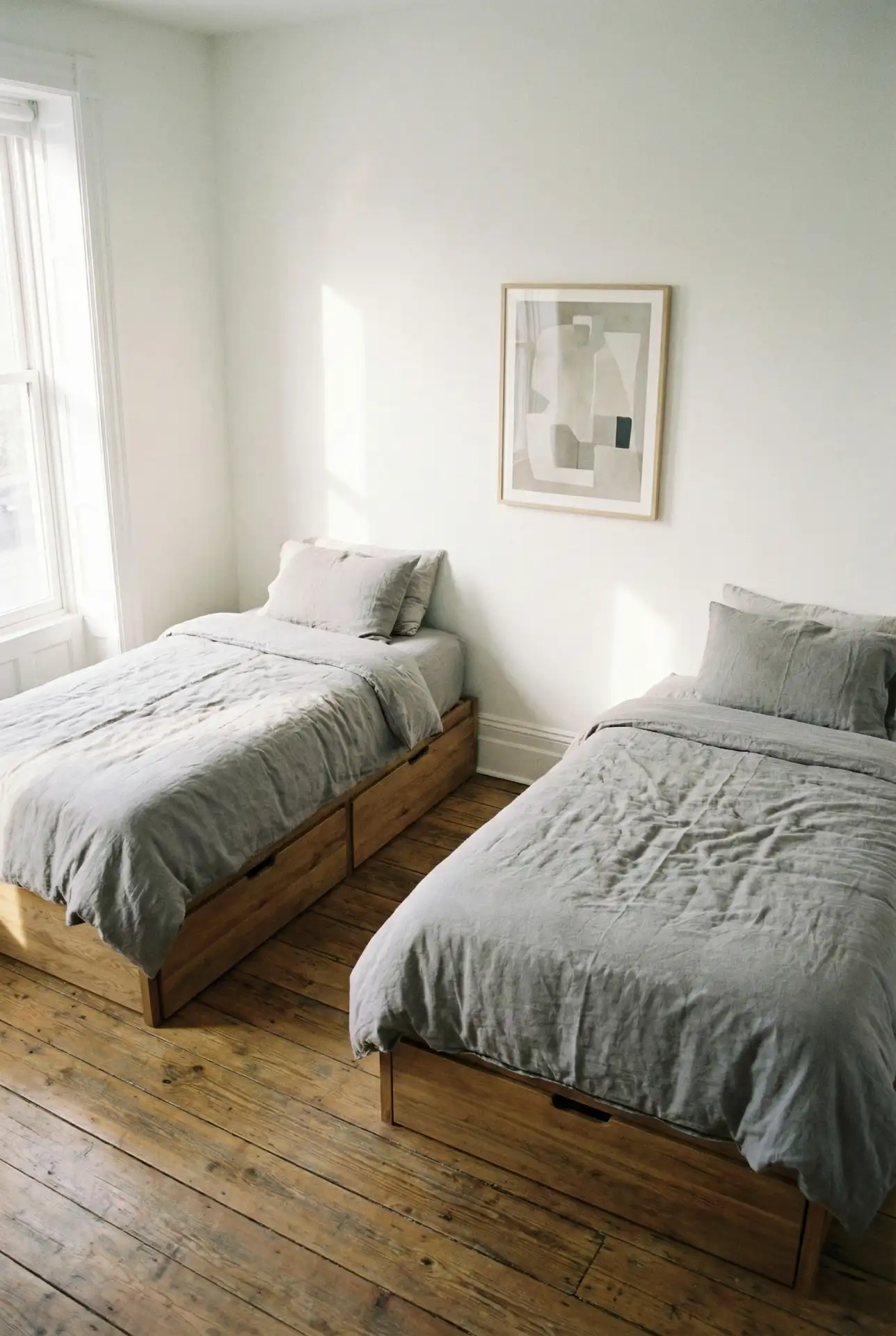 Minimalist Twin Bedroom with Intentional Space 2