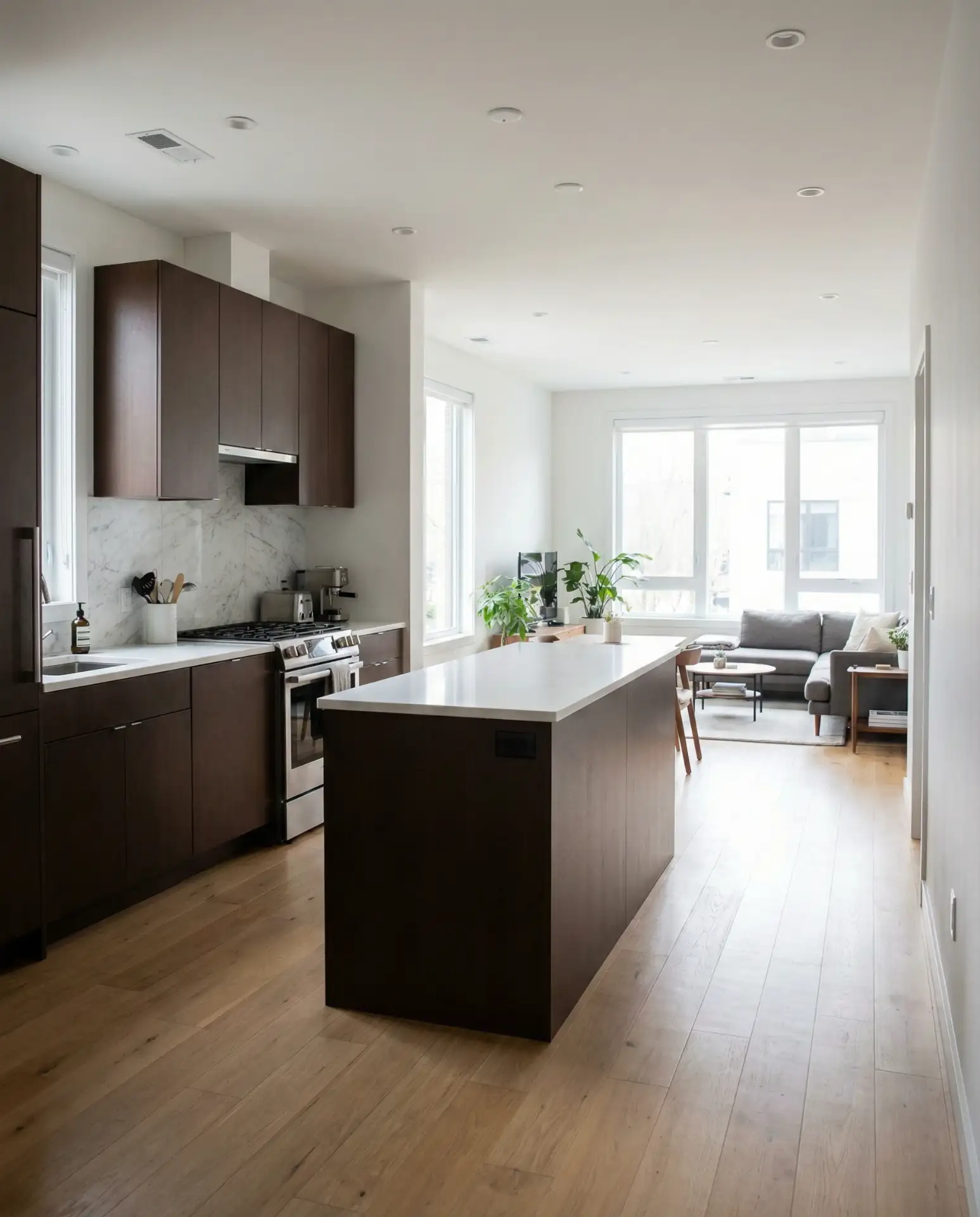 Modern Dark Brown Cabinets with Contrast 1