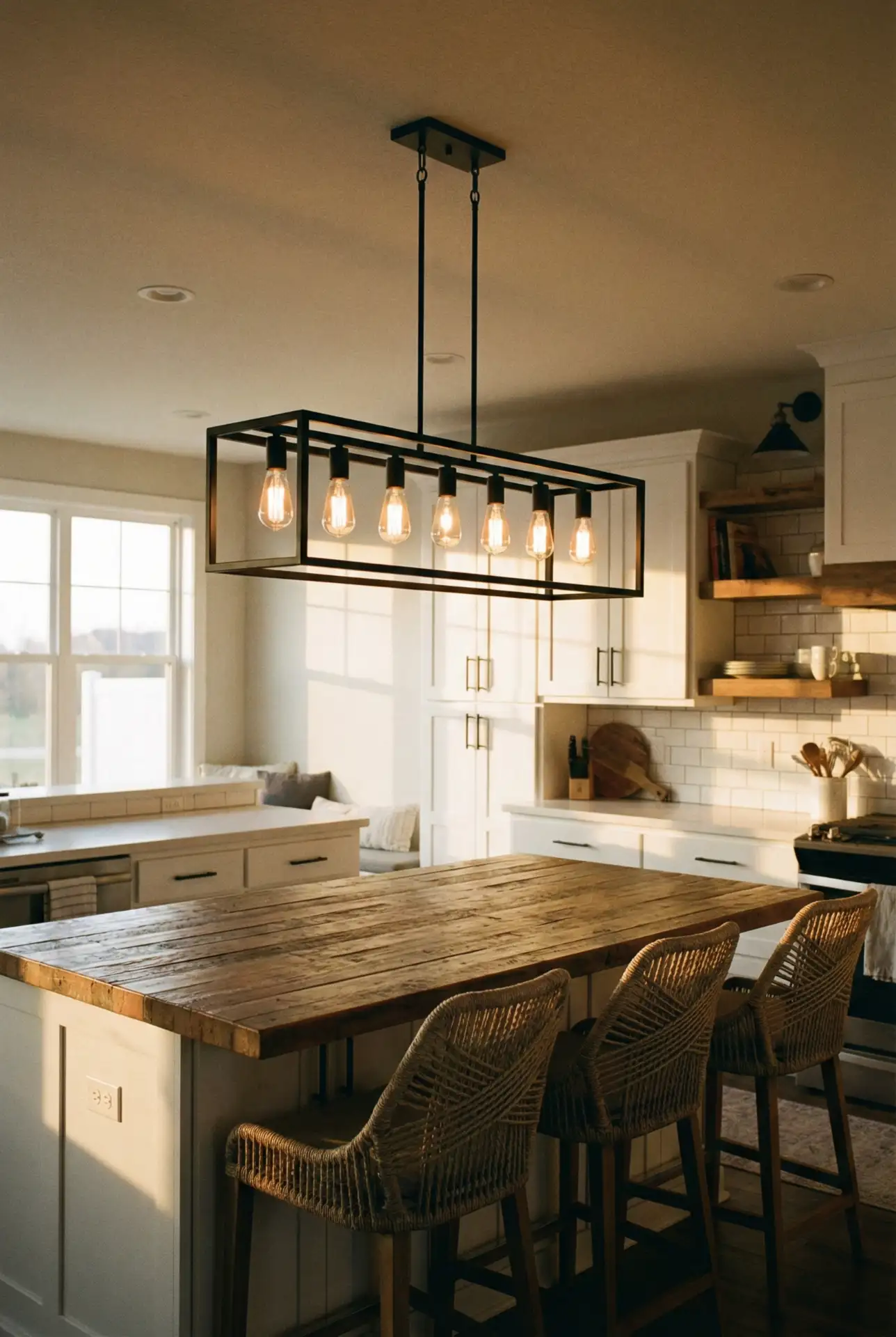 Modern Farmhouse Linear Chandelier Over Table 2