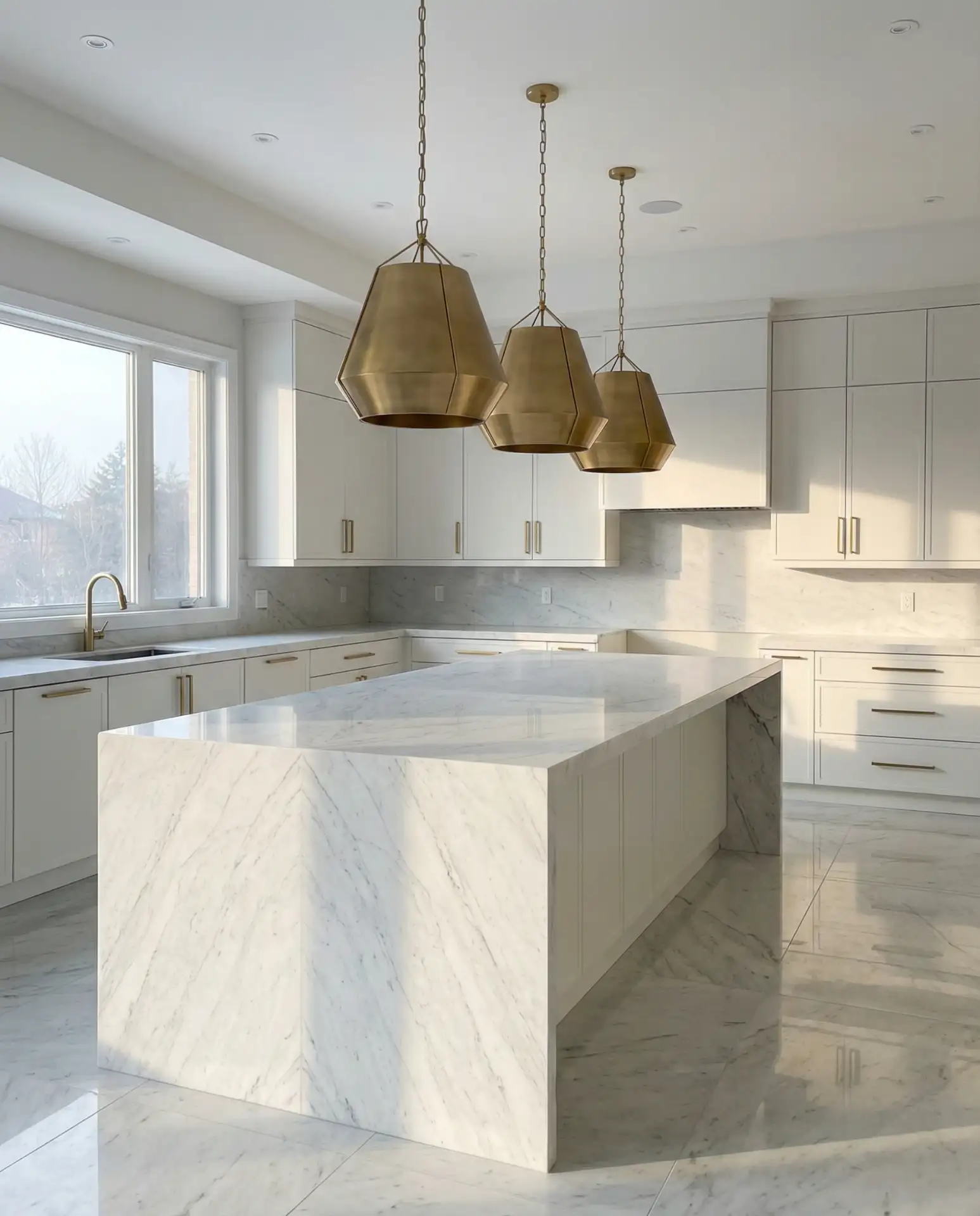 Modern Luxury Marble and Brass Kitchen 1