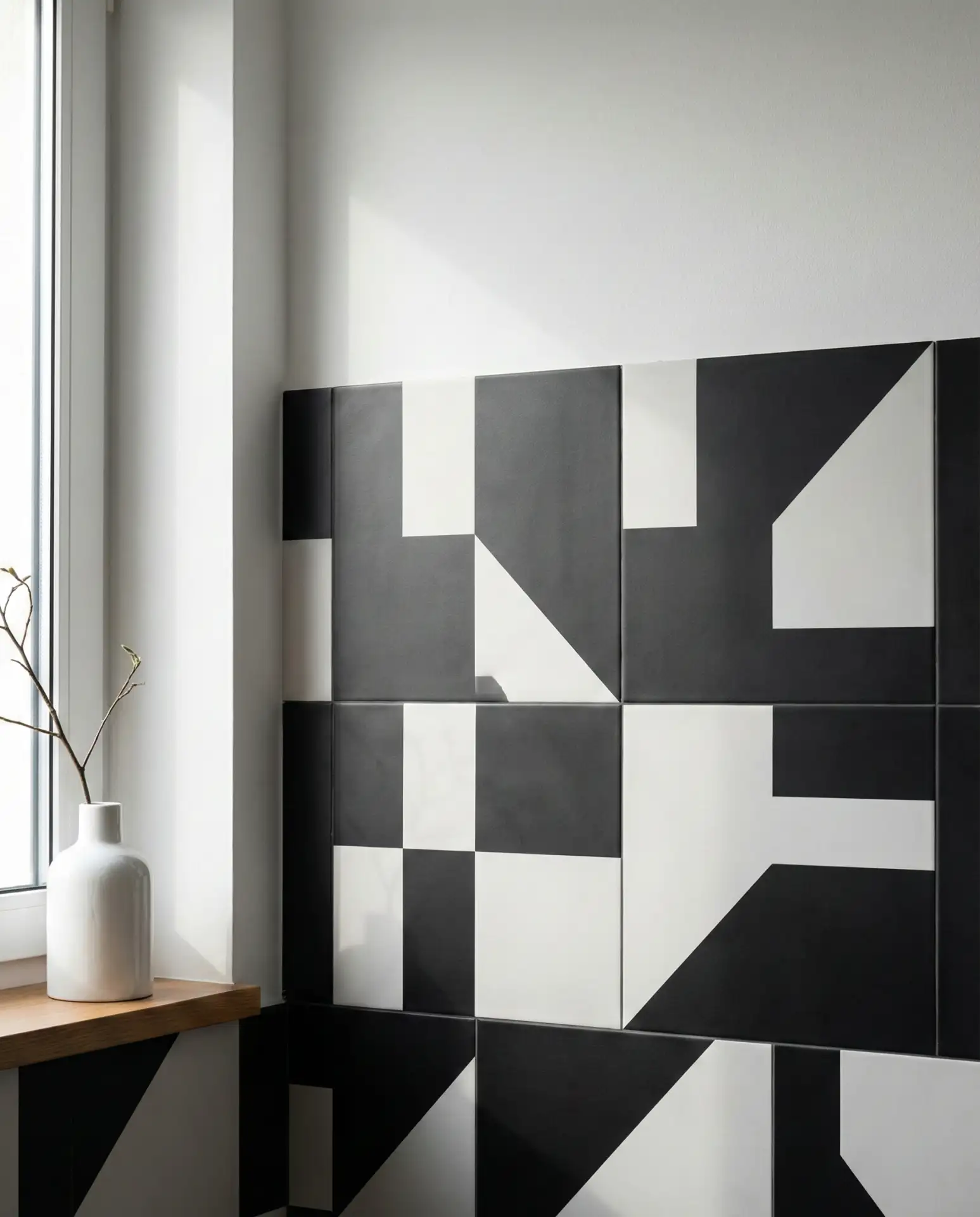 Monochrome Geometric Tiles for Modern Half Baths 2