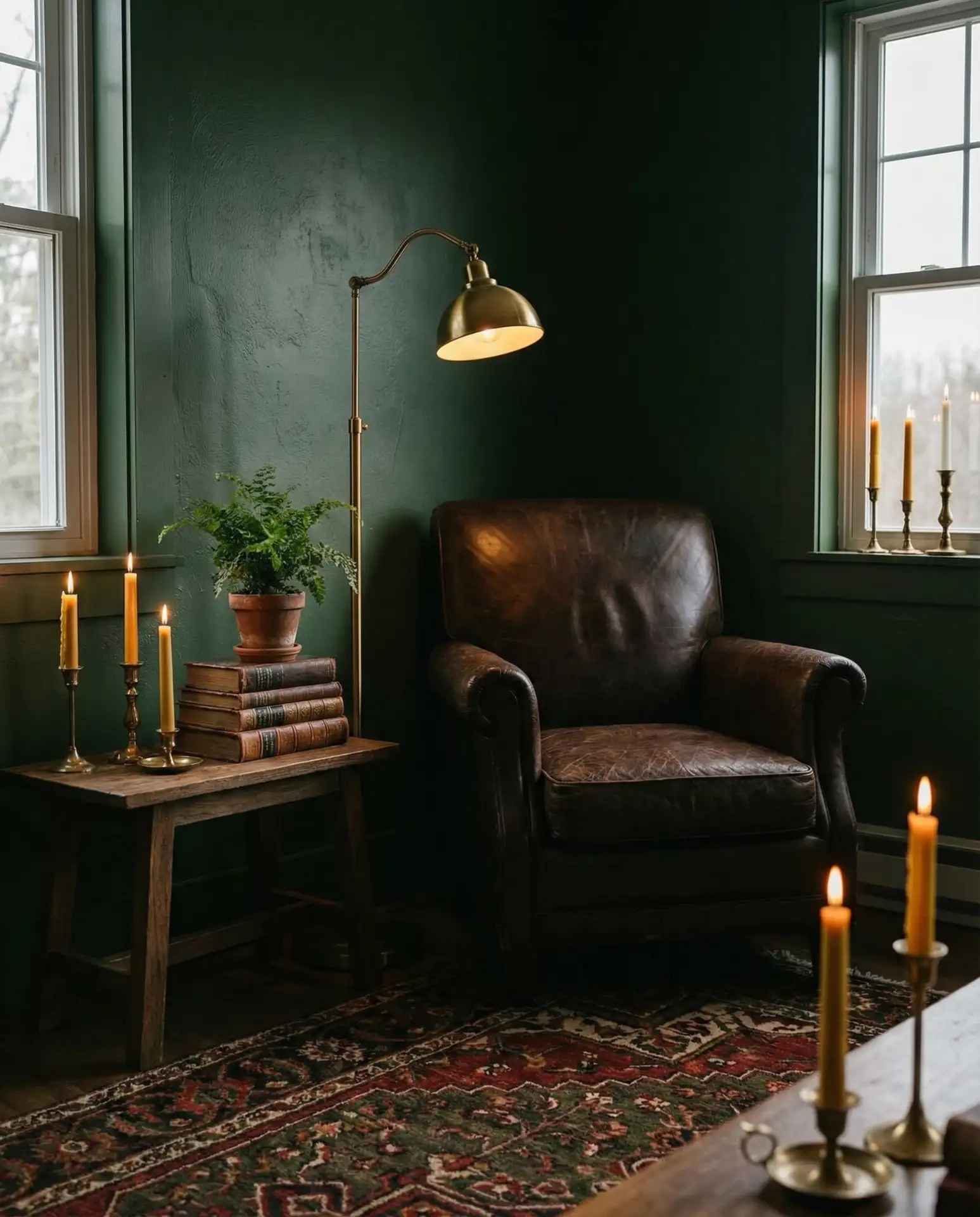 Moody Cottage Living Room with Dark Walls 1